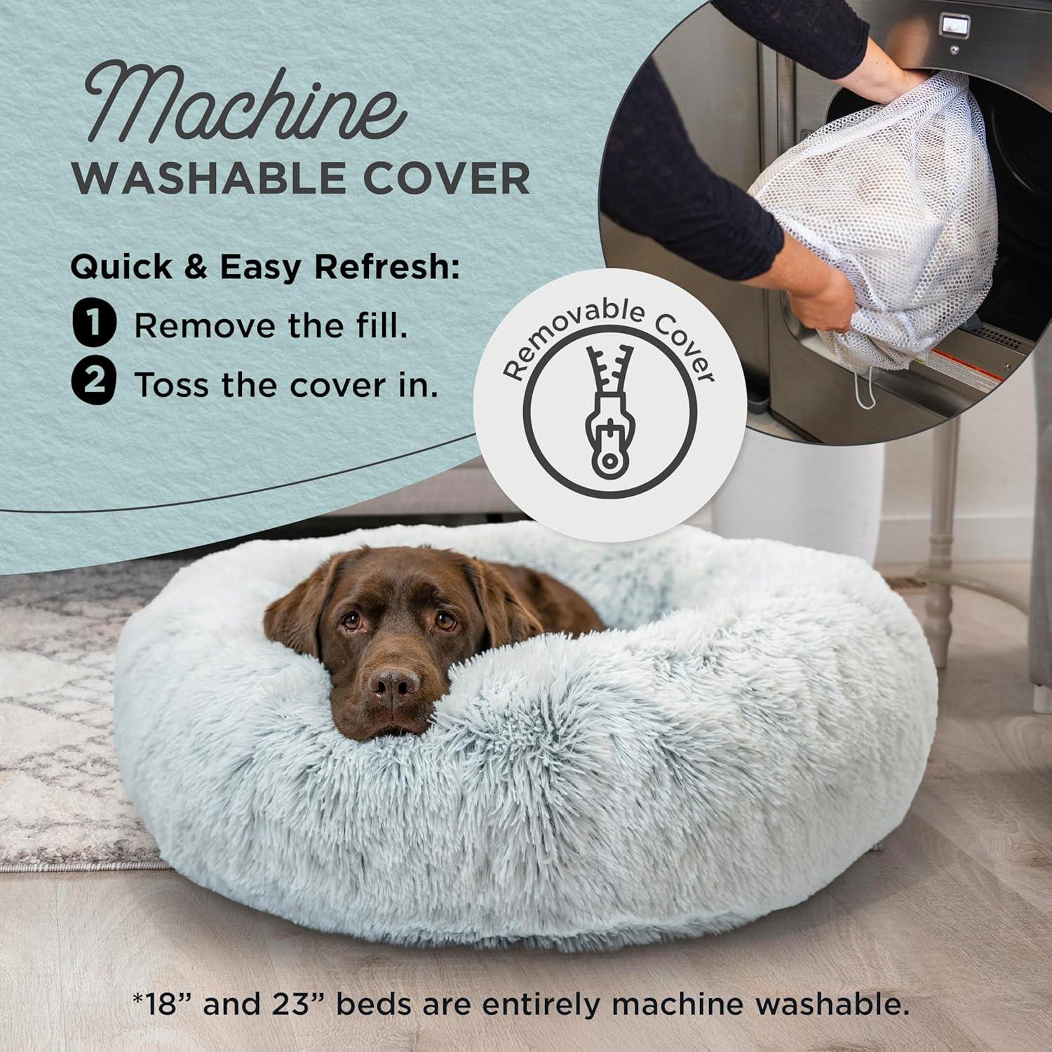 Large Orthopedic Elevated Gray Vegan Nylon Donut Pet Bed