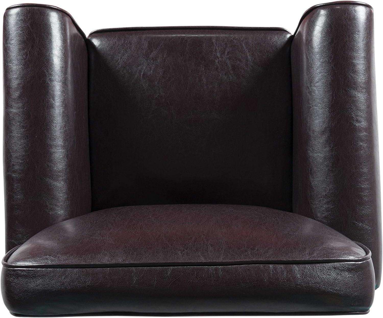 Kids Dark Brown Faux Leather Club Chair with Wood Legs