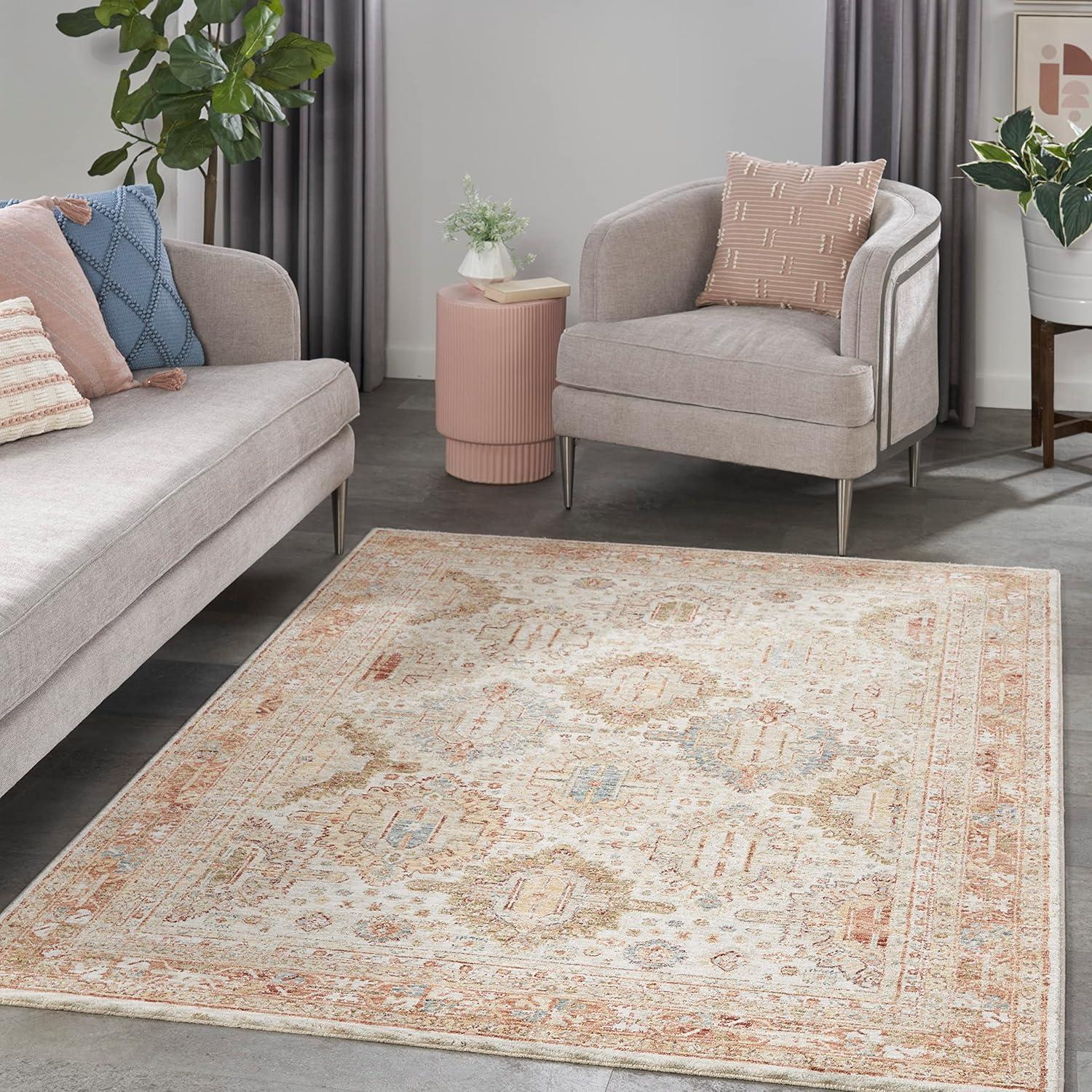 Petra Beige and Ivory Synthetic Persian Area Rug