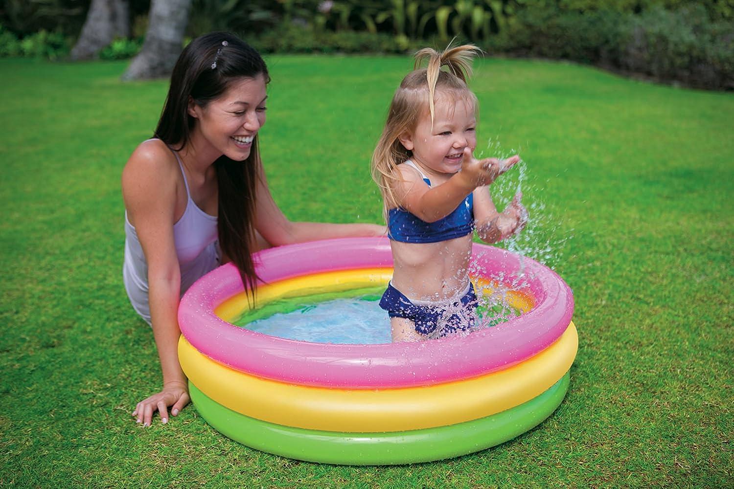 Intex 58924EP 34in x 10in Sunset Glow Soft Inflatable Baby Swimming Pool