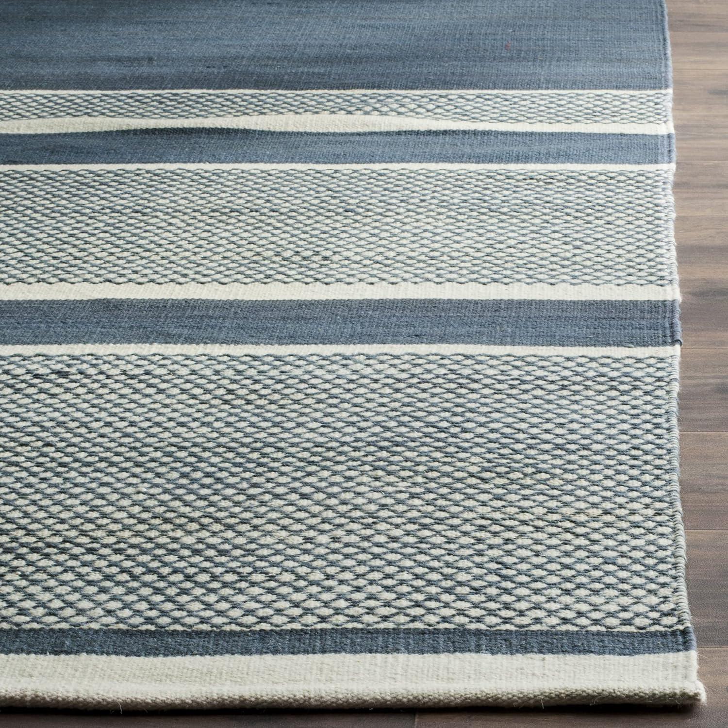 Kilim KLM952 Hand Woven Area Rug - Blue/Ivory - 5'x8' - Safavieh.