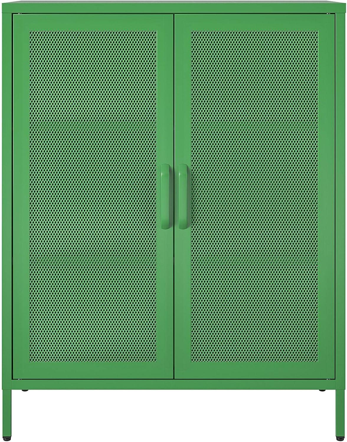 Kelly Green Metal Locker Style Bathroom Cabinet with Adjustable Shelves