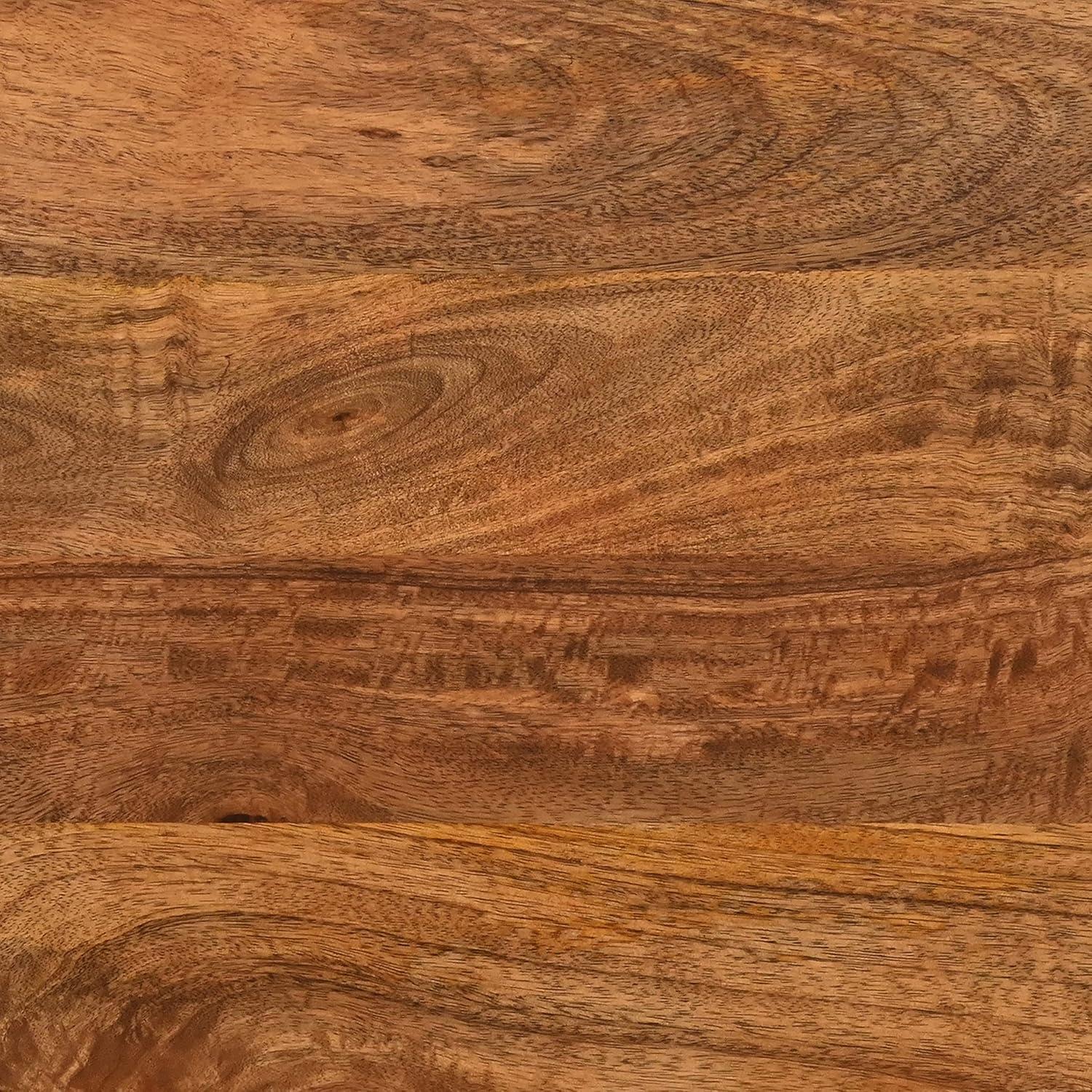 The Urban Port Wade 20-Inch Handcrafted Rectangular Side End Table, Solid Mango Wood, Inverted U Shape Legs, Natural Brown and Gray