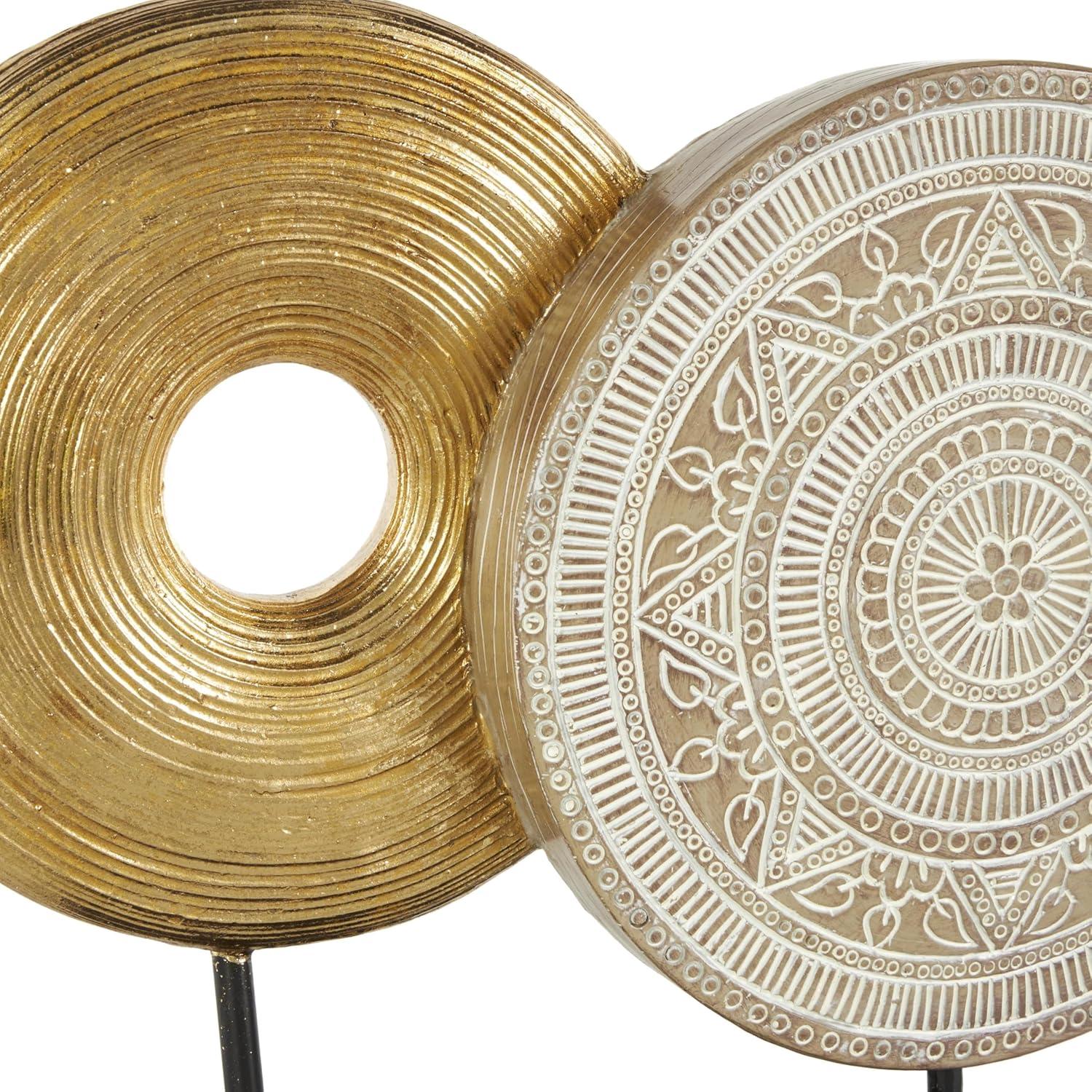 5" x 14" Gold Metal Geometric Sculpture, by DecMode