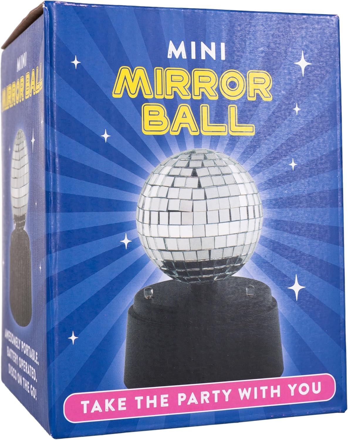 Fizz Creations Mini Mirror Ball, 5-Inch Tall Disco Ball & Stand, Battery Powered Party Light