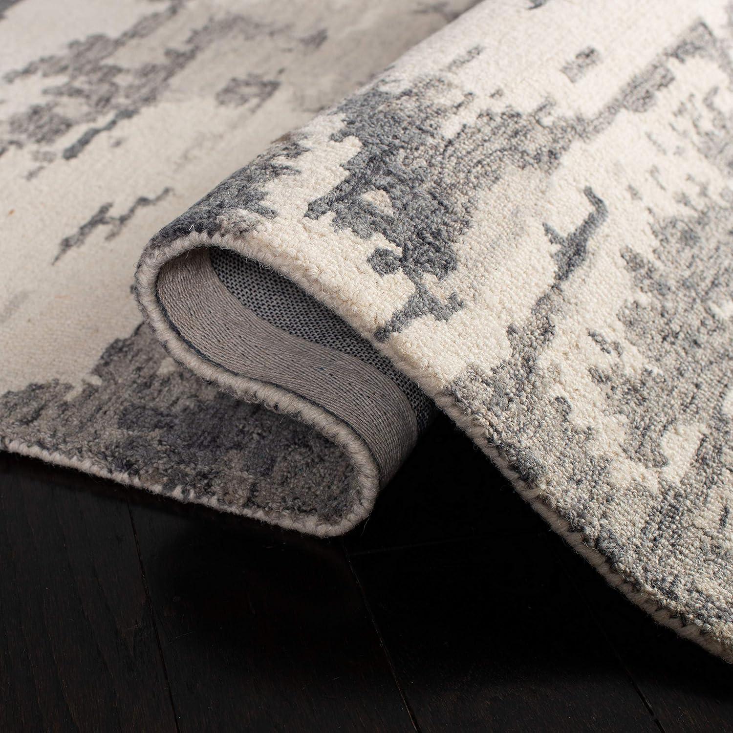 Abstract ABT465 Handmade Indoor Area Rug - Charcoal/Ivory - 10'x14' - Safavieh