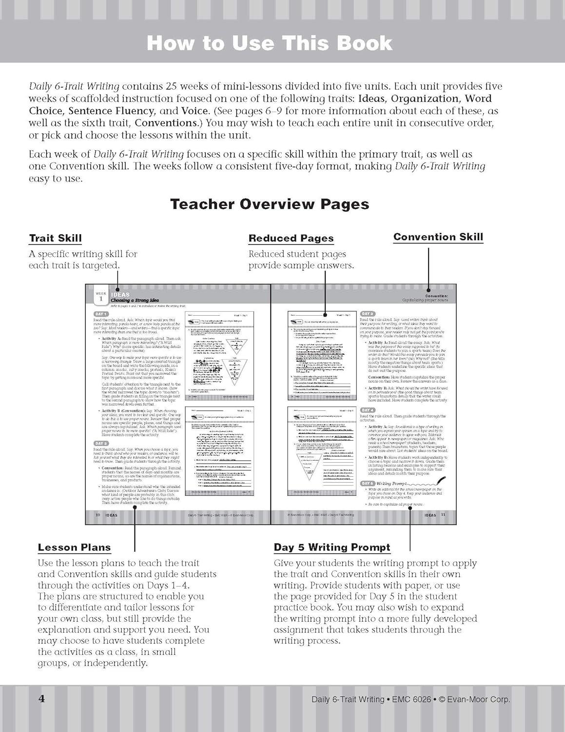 Evan-Moor Daily 6 Trait Writing Grade 6 Book