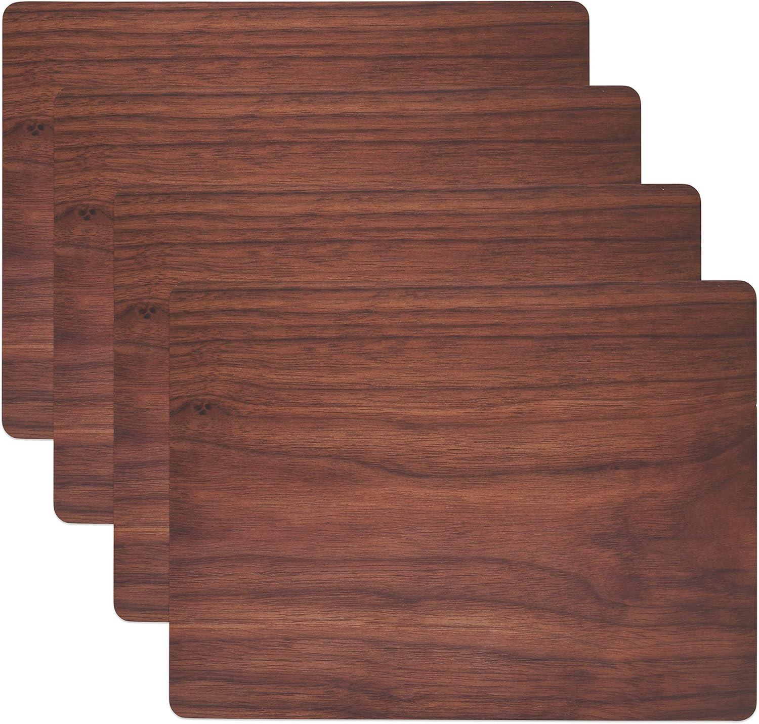 Saro Lifestyle Wood Print Placemat, 12"x16" Oblong, Brown (Set of 4)