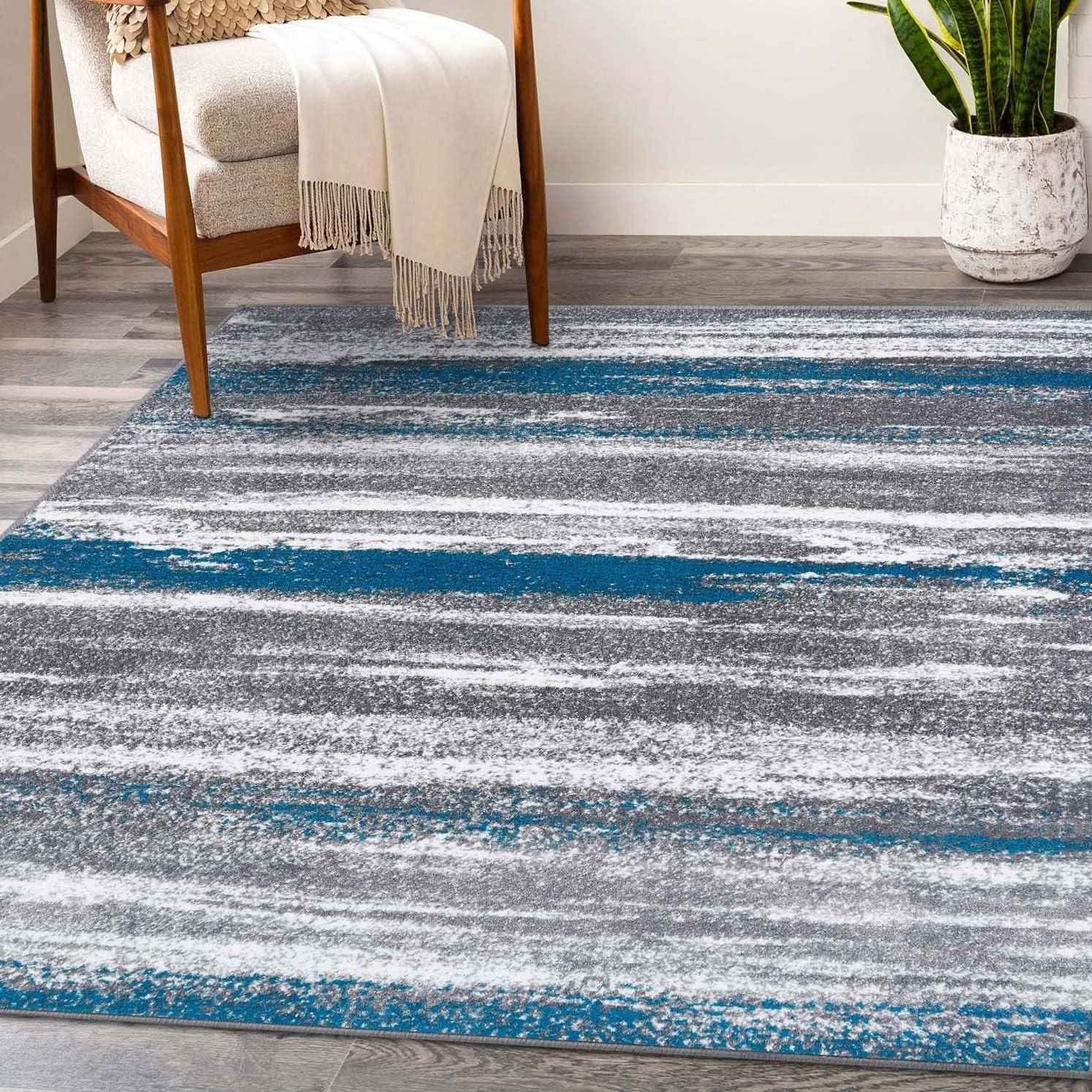 Luxe Weavers Abstract Stripe Yellow 4x5 Area Rug