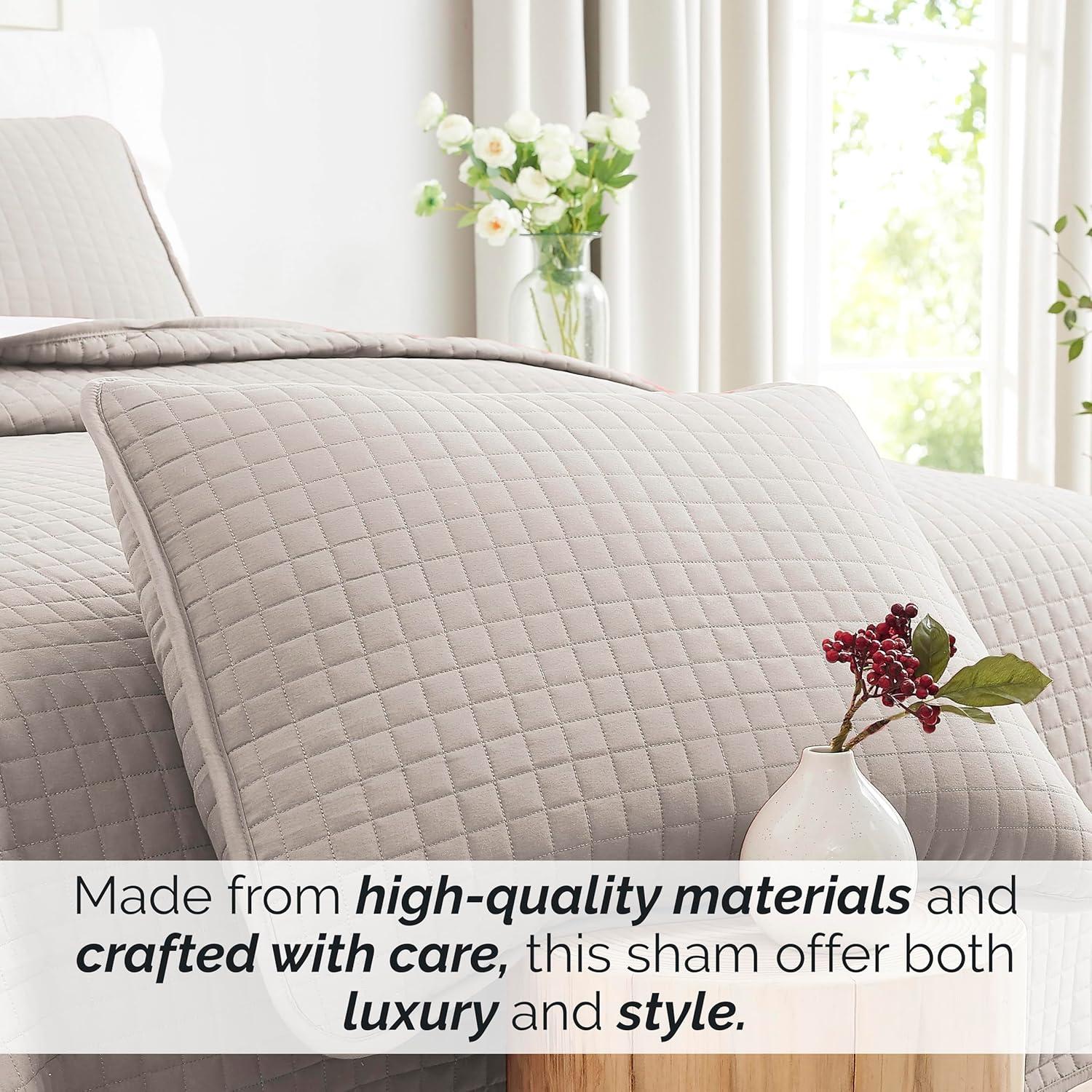 Southshore Fine Living, Inc. Pillow Shams King Size Set of 2, Large 20"x36" Sage Green Pillow Covers for King Size Pillows, Luxury Quilted Sham Covers to Complement Home Decor, Sage Green