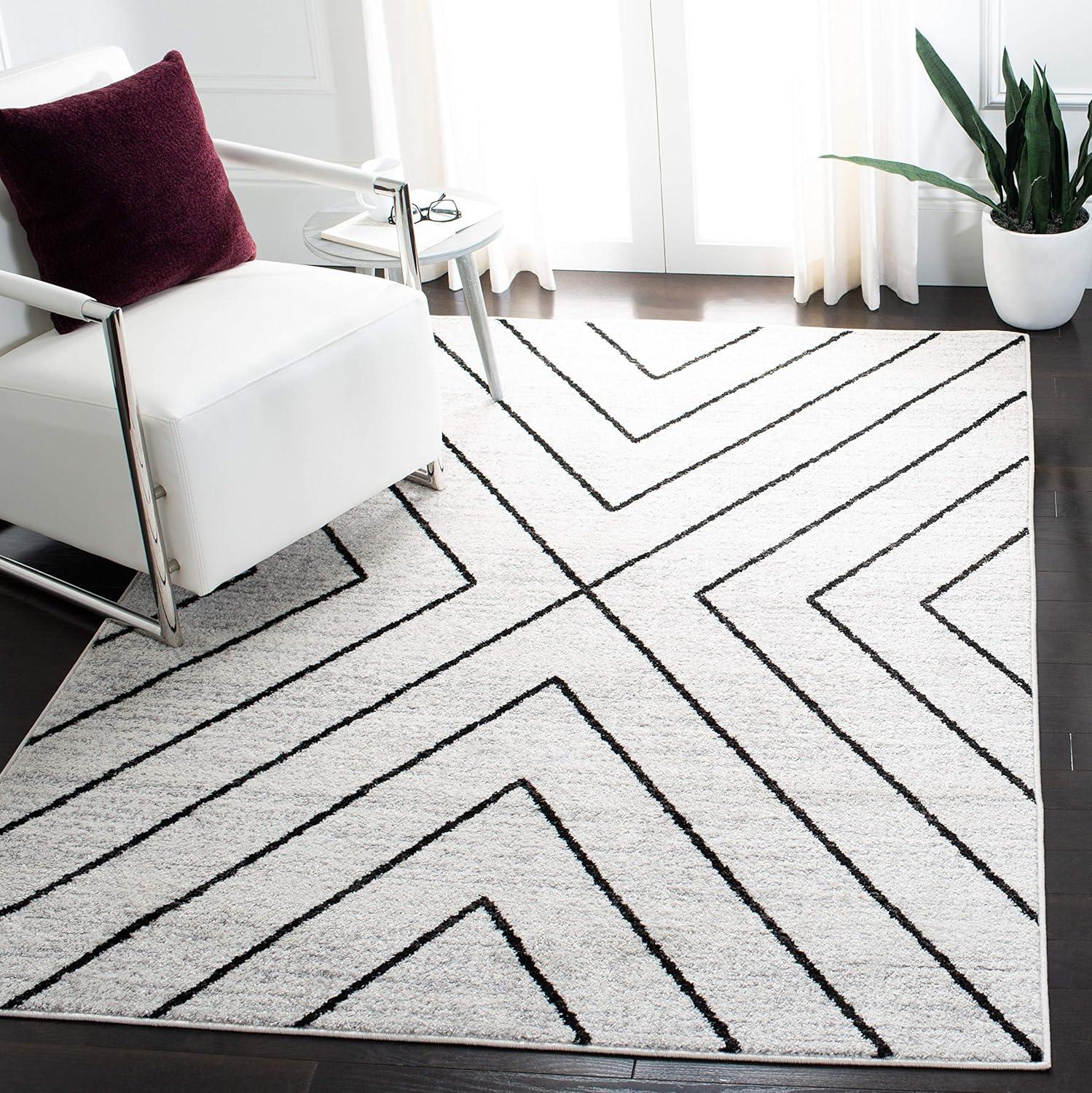 SAFAVIEH Adirondack Evonne Geometric Area Rug, Ivory/Grey, 10' x 14'