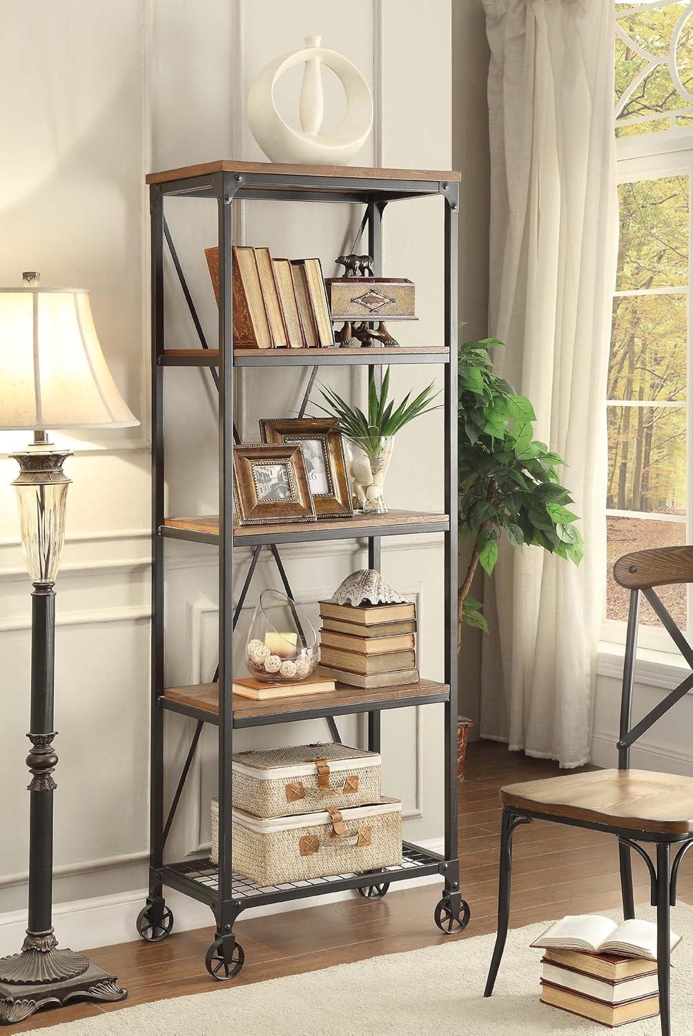 Millwood 26" 5 Shelf Metal Bookcase in Pine - Lexicon