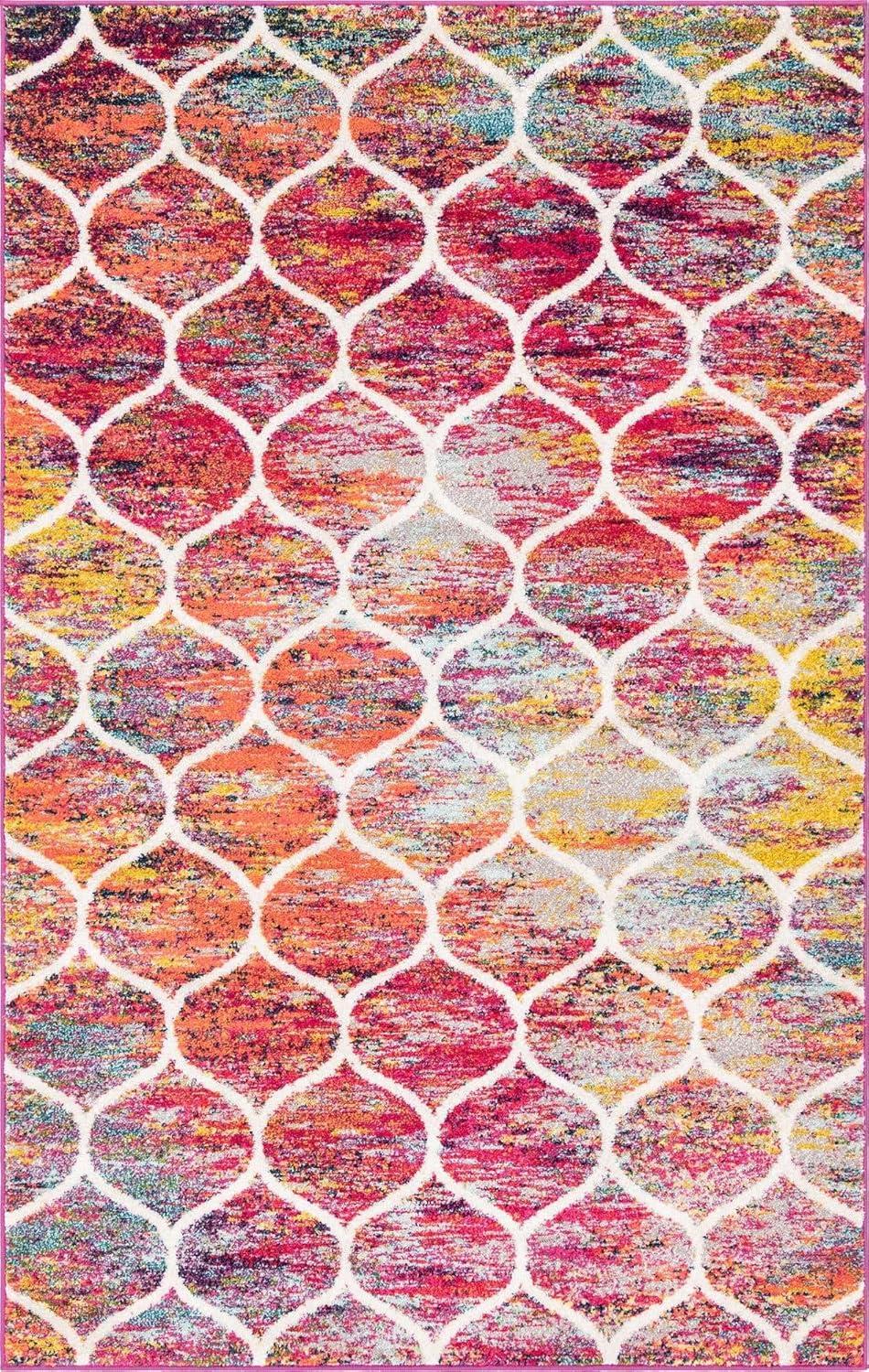 Unique Loom Trellis Frieze Rounded Area Rug