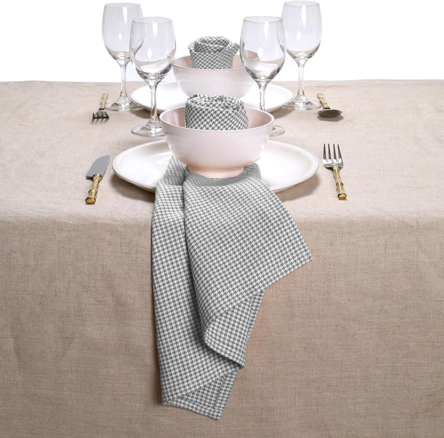 Native Fab Reusable Houndstooth Cloth Napkin 16x16 Cotton Set of 12 - Gray