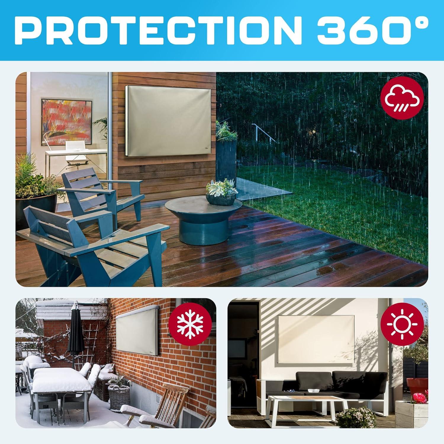 Garnetics 52-55” Outdoor TV Cover Waterproof and Weatherproof Outside Television Protector, Beige