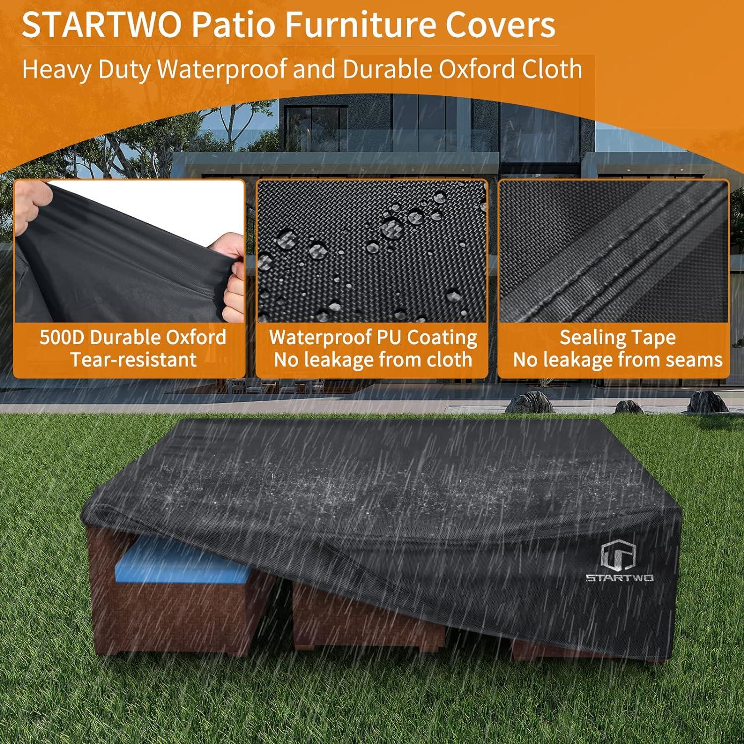 500D Patio Furniture Covers Thickening Outdoor Cover Protective Black 126"x64"x27"