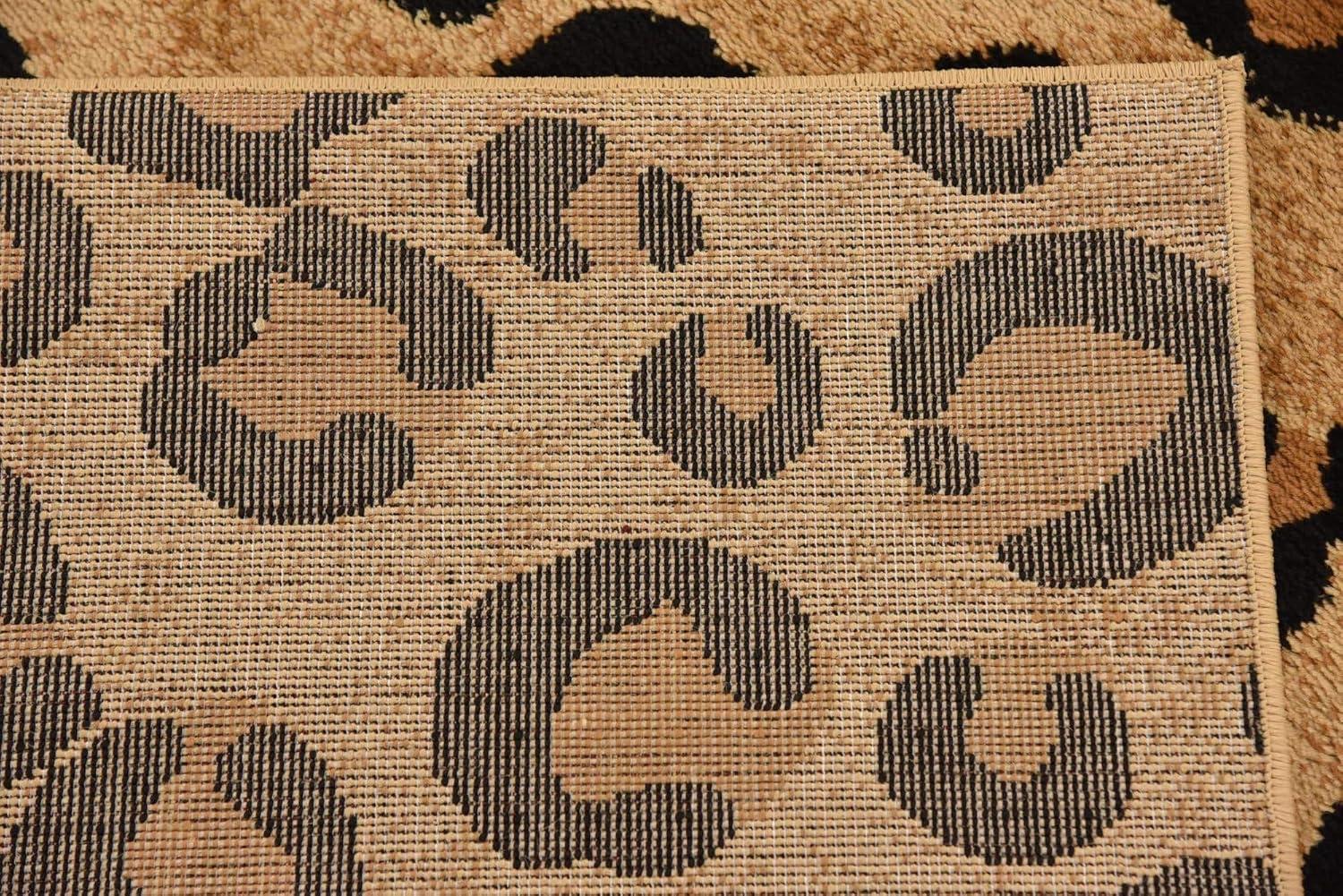 Unique Loom Wildlife Collection Area Rug - Leopard (7' 10" Square Light Brown/Black)