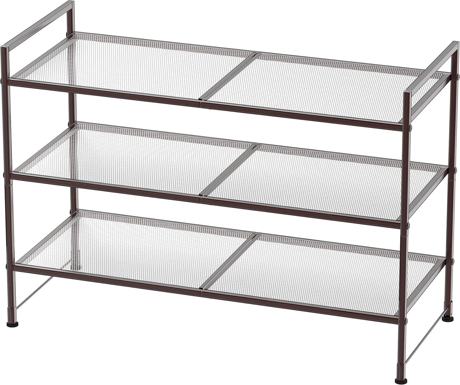 Bronze 3-Tier Stackable Metal Shoe Rack