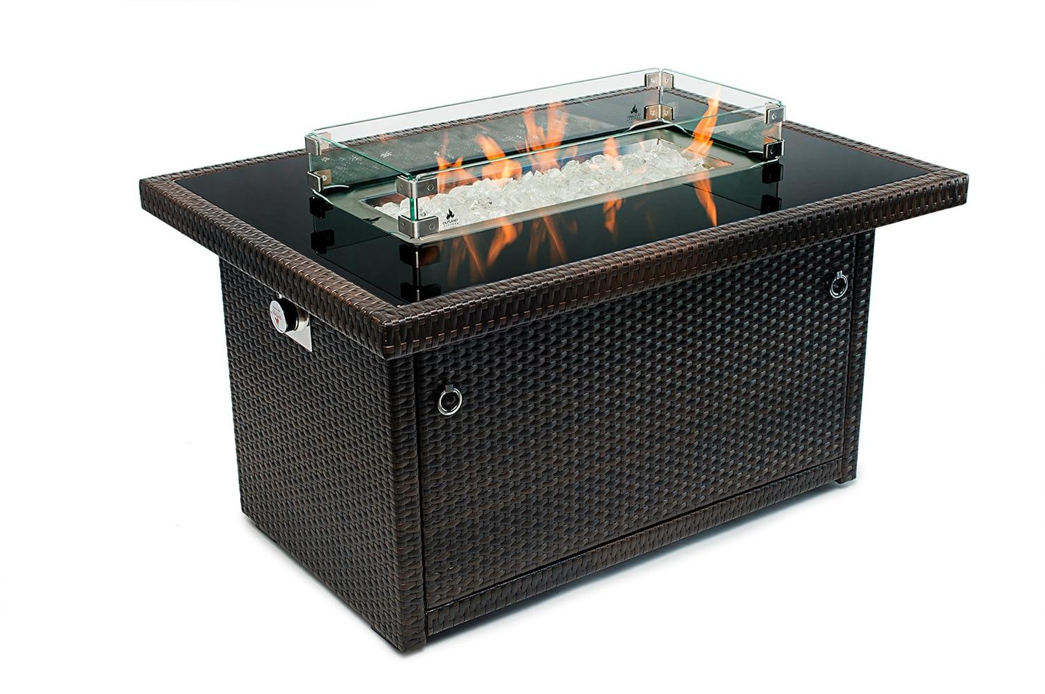 Outland Fire Table Tempered Glass Wind Guard Fence for Outland Series 401/403 Outdoor Propane Fire Pit Tables, Rectangular 29-Inch x 13-Inch x 4.5-Inch - Thick 5/16-Inch Safety Barrier