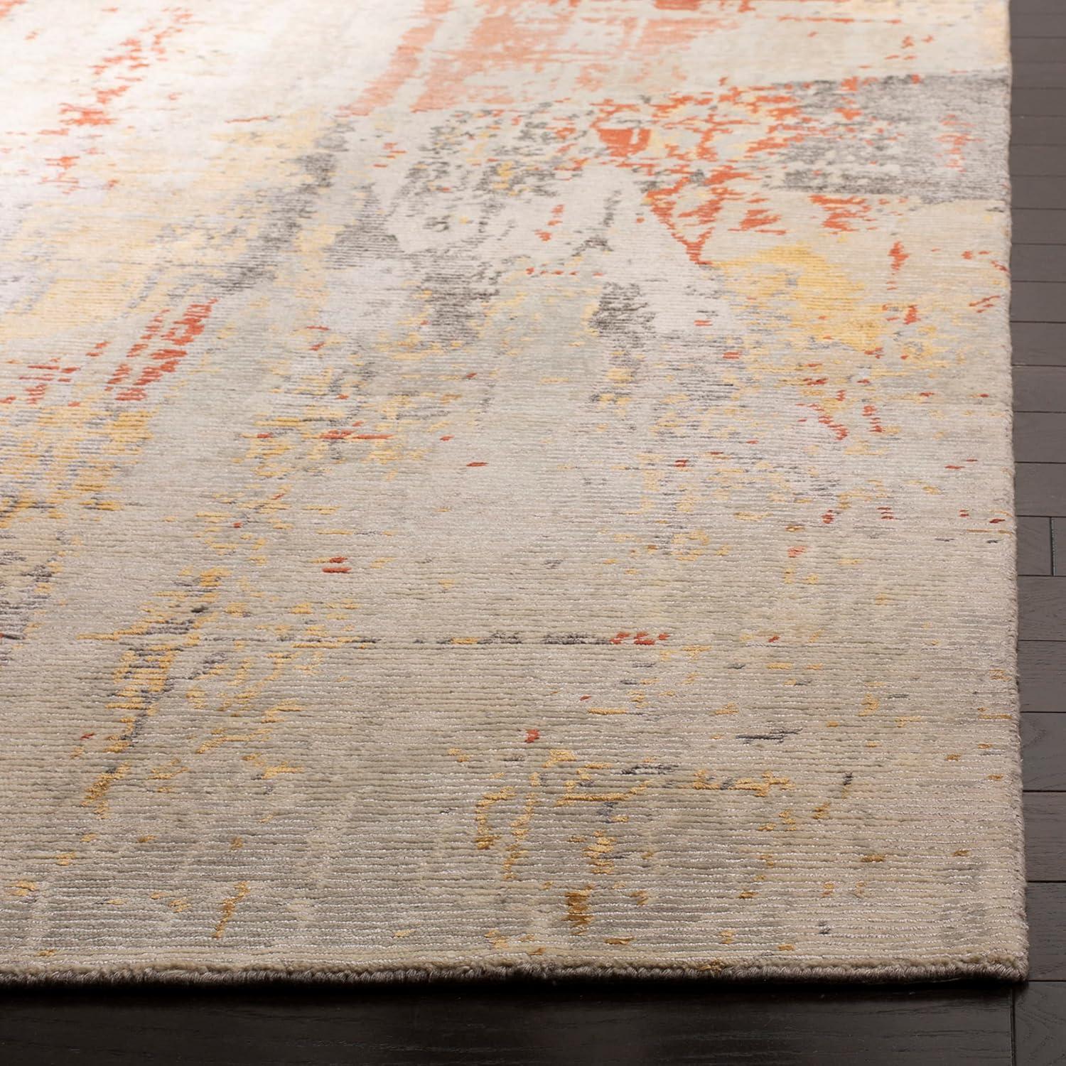 Tiffany Hand Knotted 60% Viscose, 20% Wool, And 20% Cotton Abstract Rug
