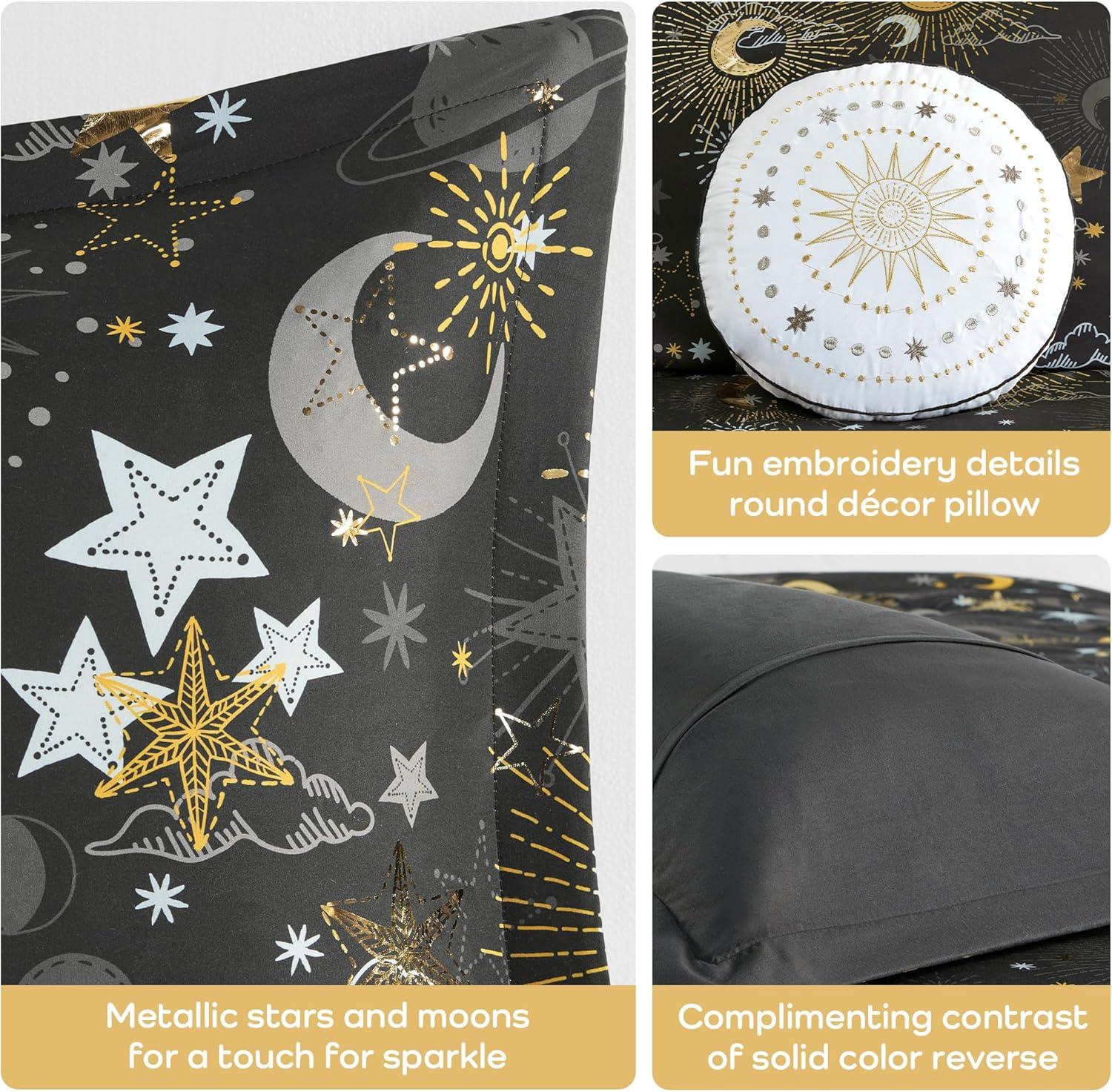 Mi Zone Kids Celia Blush/Gold Starry Sky Metallic Print Comforter Set