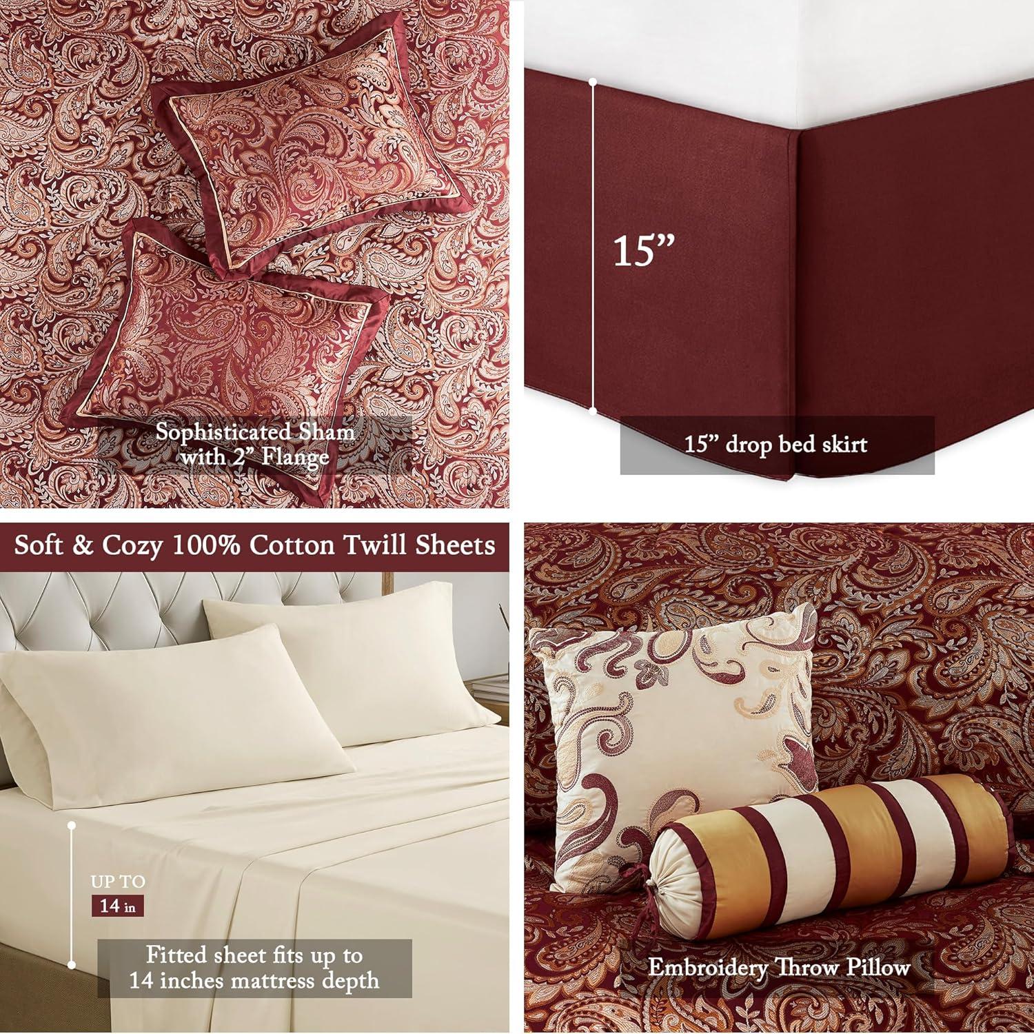 Aubrey 12 Piece Comforter Set with Cotton Bed Sheets