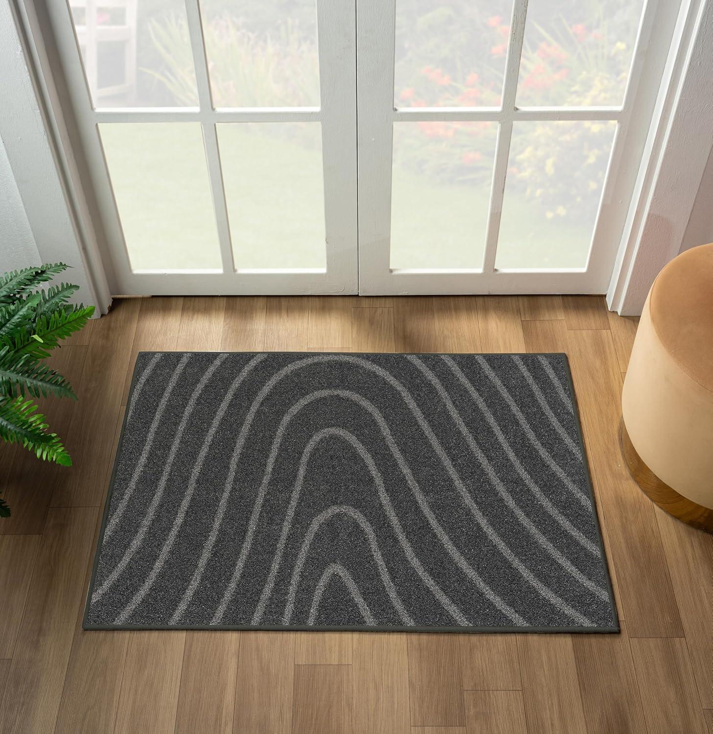 Luxe Weavers Modern Geometric Wave Anthracite 2x3 Area Rug