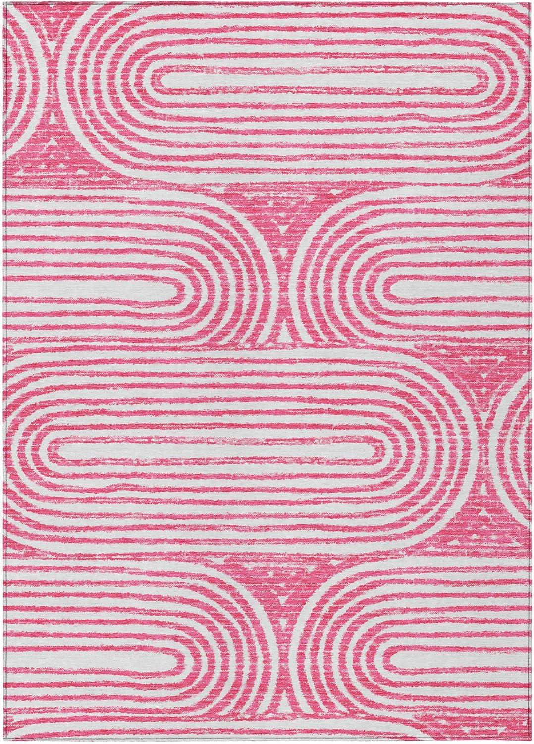 Blush Geometric 8' x 10' Synthetic Washable Area Rug