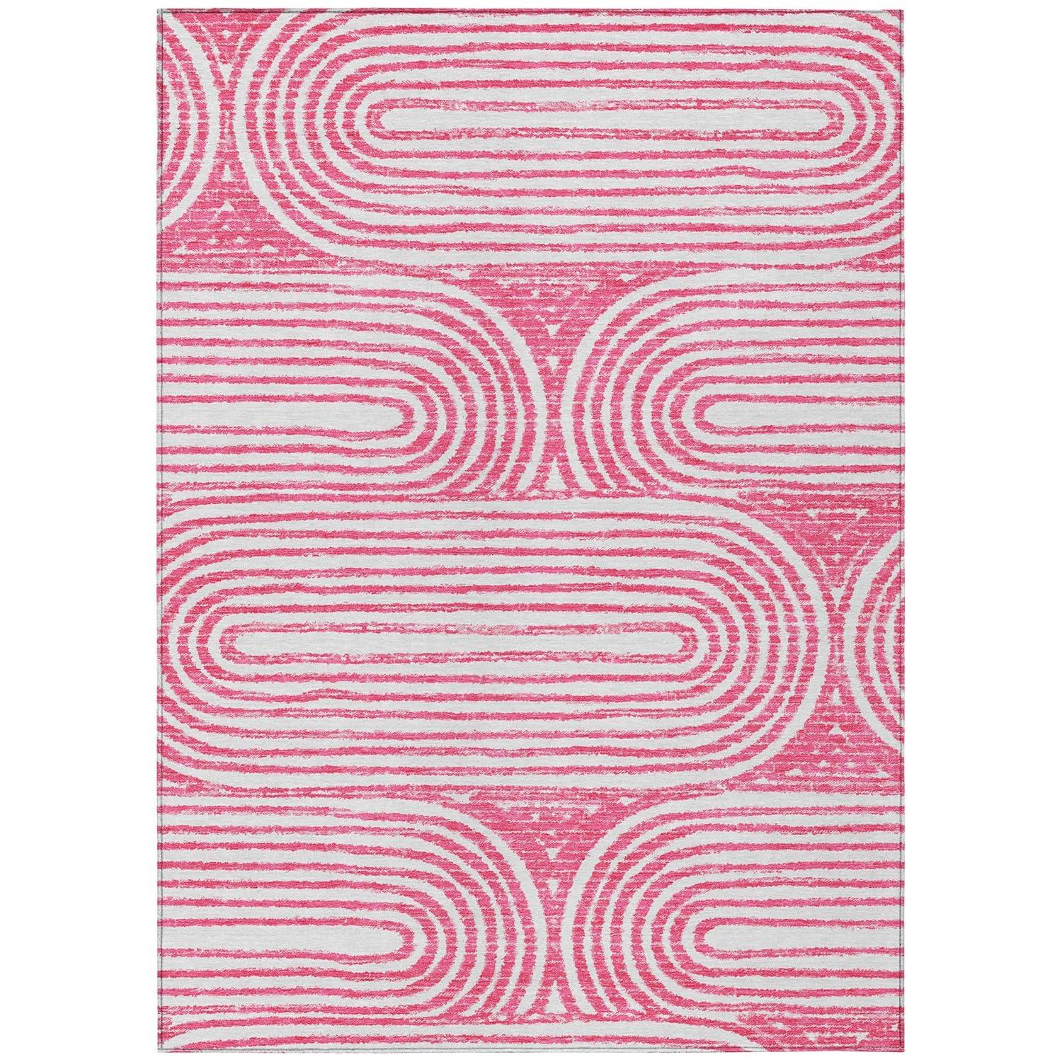 Addison Rugs Chantille ACN140 Pink 8' x 10 Indoor Outdoor Area Rug, Stain Resistant, Machine Washable, Non Shedding, Bedroom, Living Room, Dining Room, Kitchen Rug