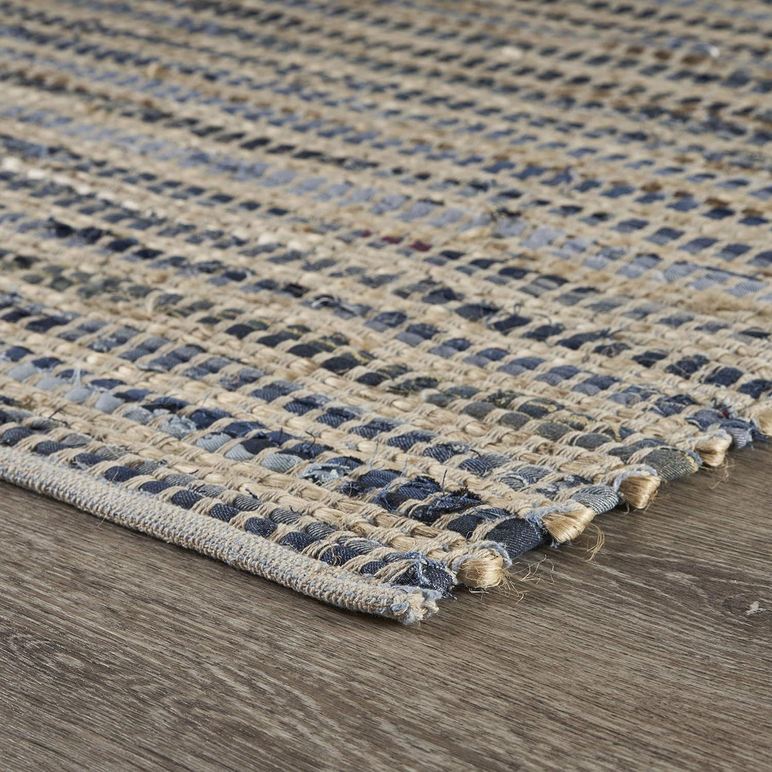 LR Home Vogue Hand Woven Area Rug, Denim Blue / Cream, 5 ft. x 7 ft.