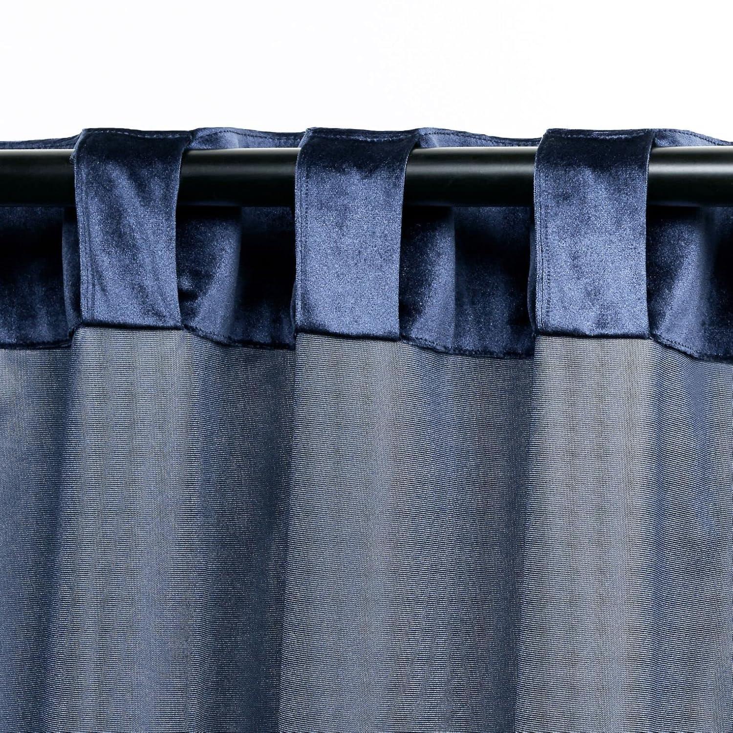 Set of 2 (96"x54") Velvet Back Tab Light Filtering Window Curtain Panels Navy - Exclusive Home: Polyester, OEKO-TEX Certified
