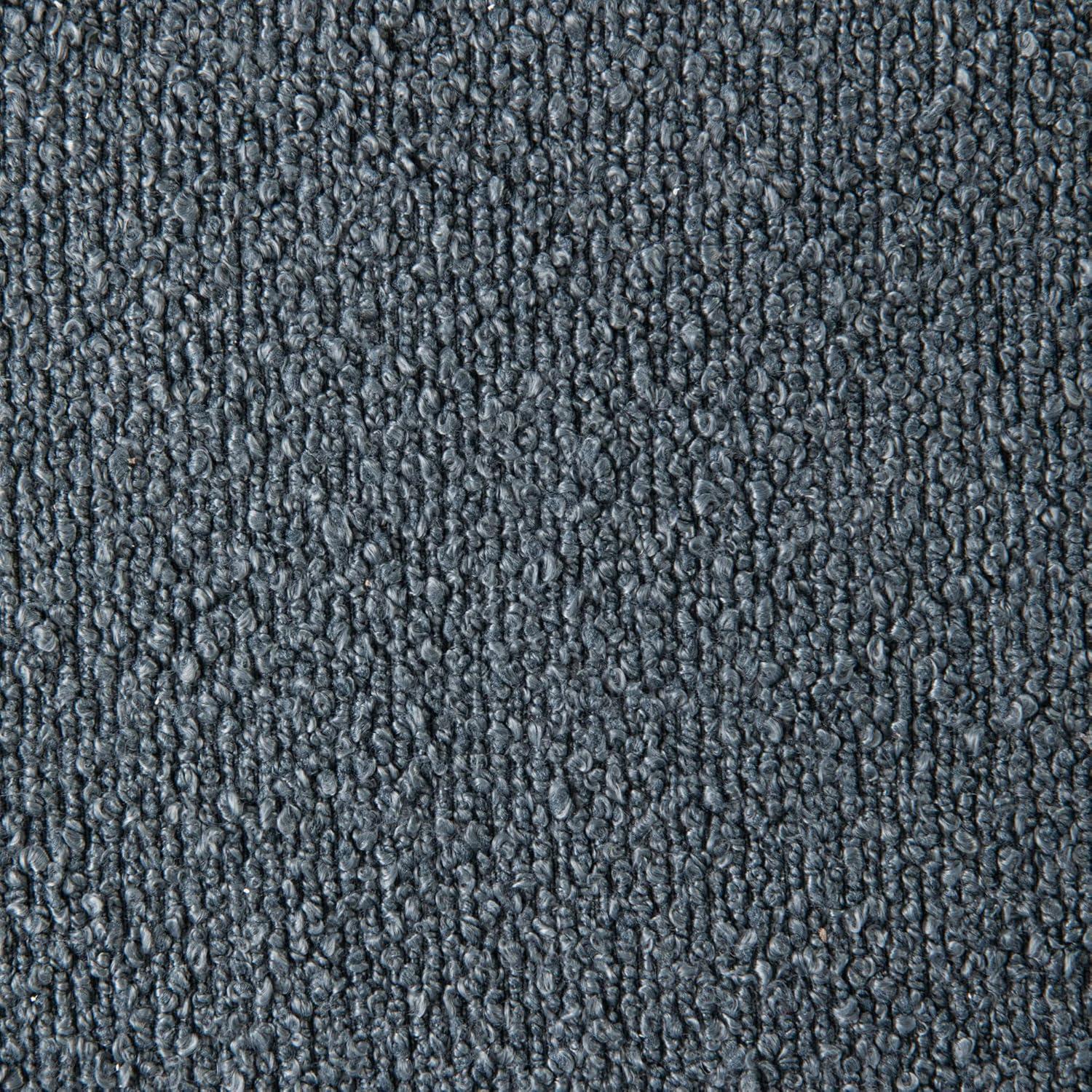 Household Essentials Harper Metal Bench with Boucle Upholstered Cushion, Blue-Grey and Black