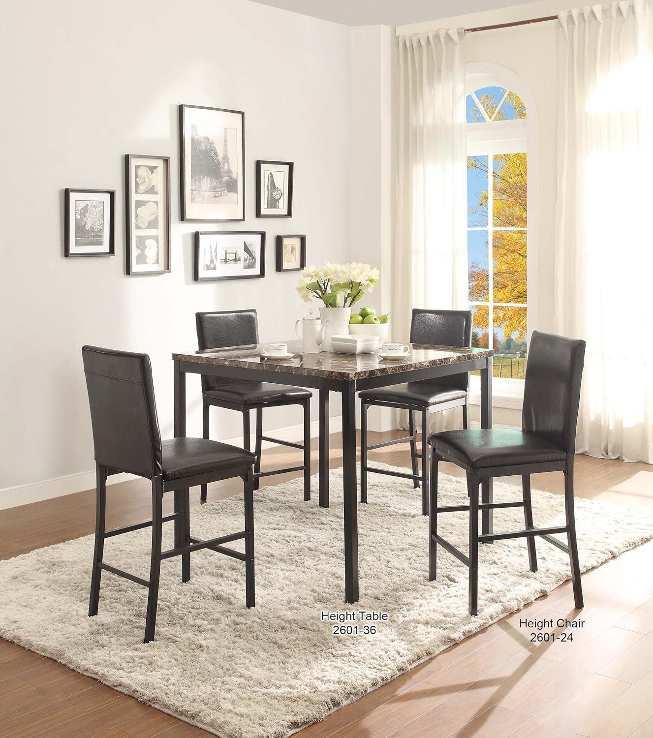 Weston Home Declan Faux Marble Counter Height Dining Table, Black/Brown