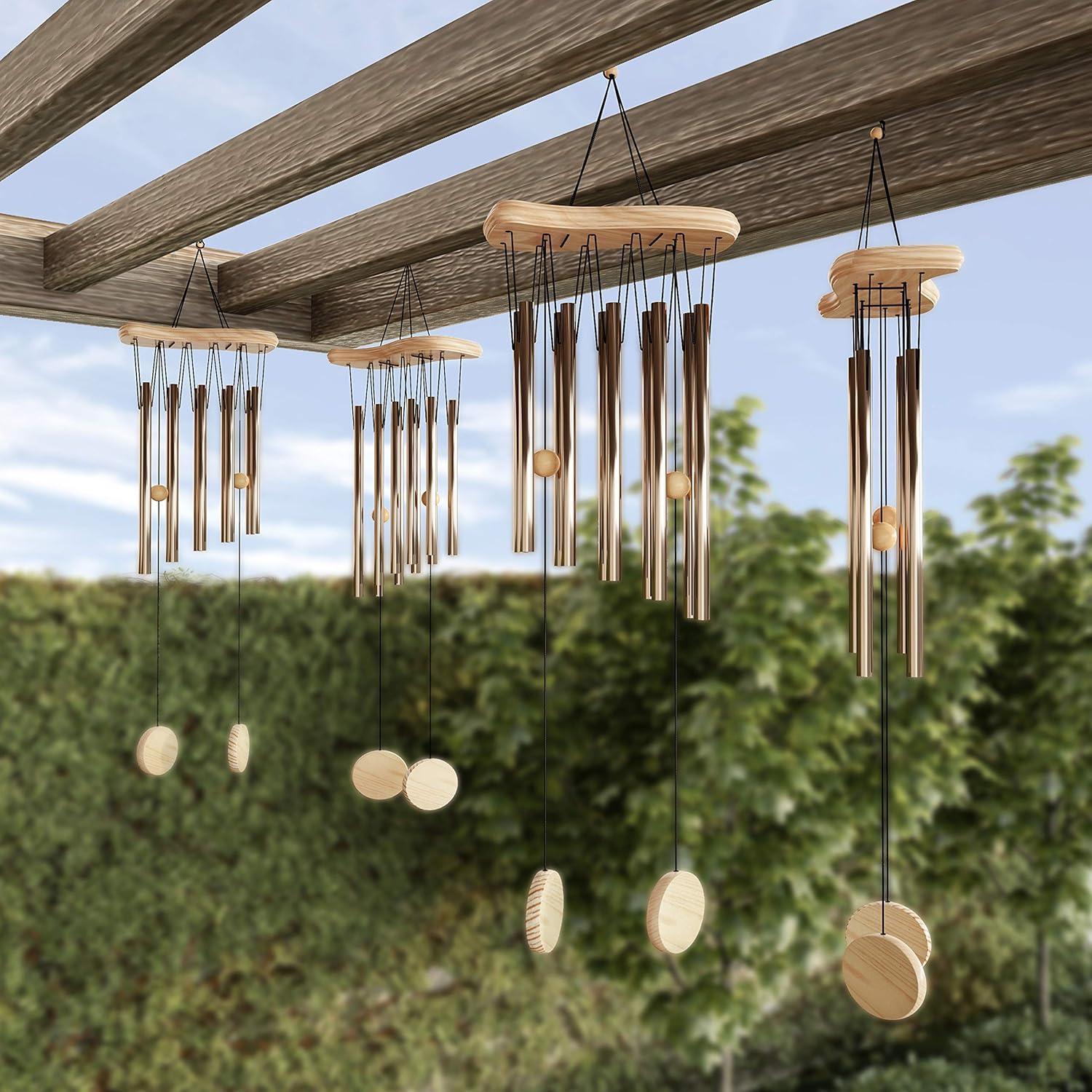 Metal & Wood Wind Chime-34.5 in. Tuned Metal Wind Chimes with Bronze Finish