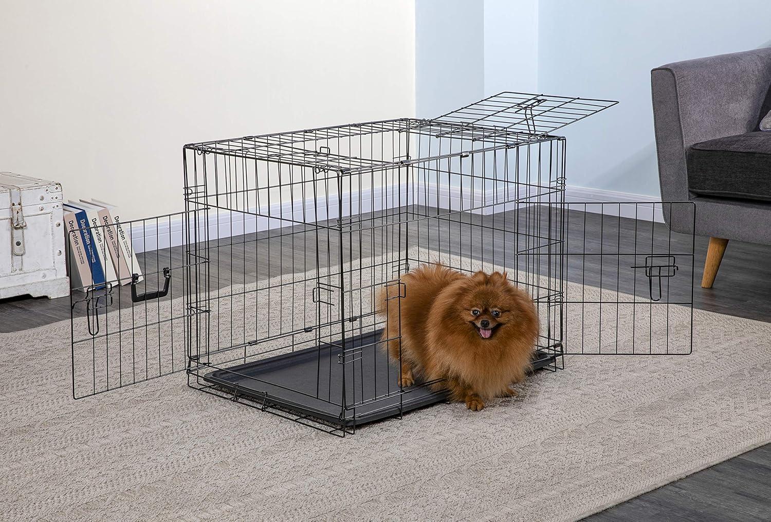 Go Pet Club Metal Collapsible Pet Crate with 3 Doors