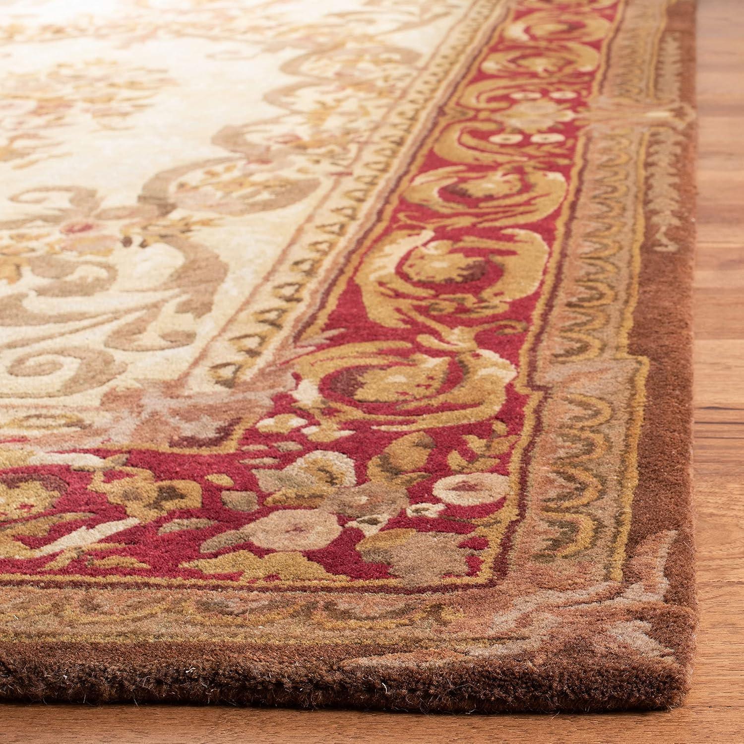 Empire Collection Light Gold and Red Wool Runner Rug