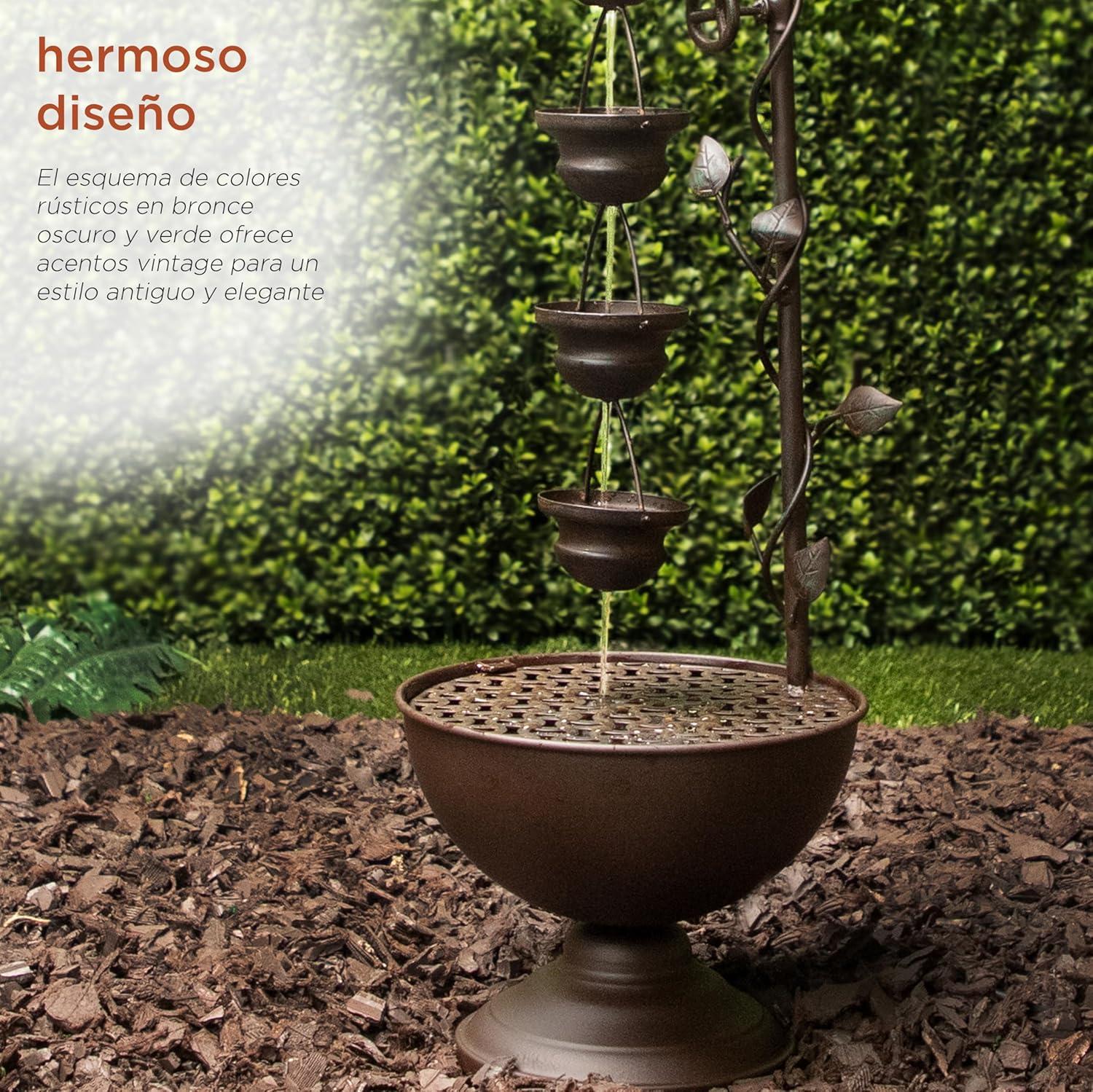 Bronze 6-Cup Tiered Outdoor Floor Fountain