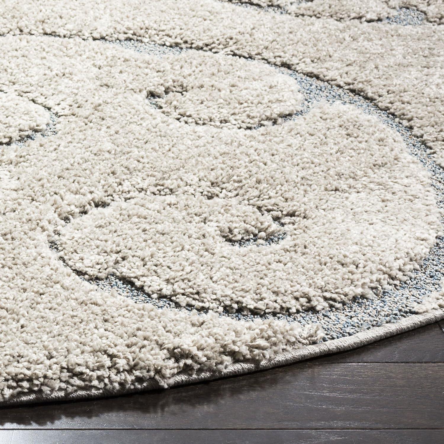 Florida Shag SG455 Power Loomed Indoor Area Rug - Ivory/Black - 6'7" round - Safavieh.