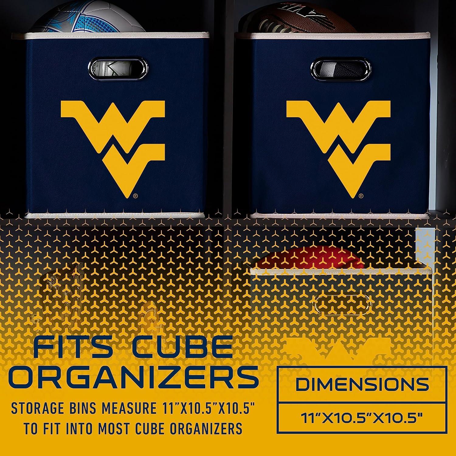 West Virginia University Navy Blue Cotton Fabric Storage Cube