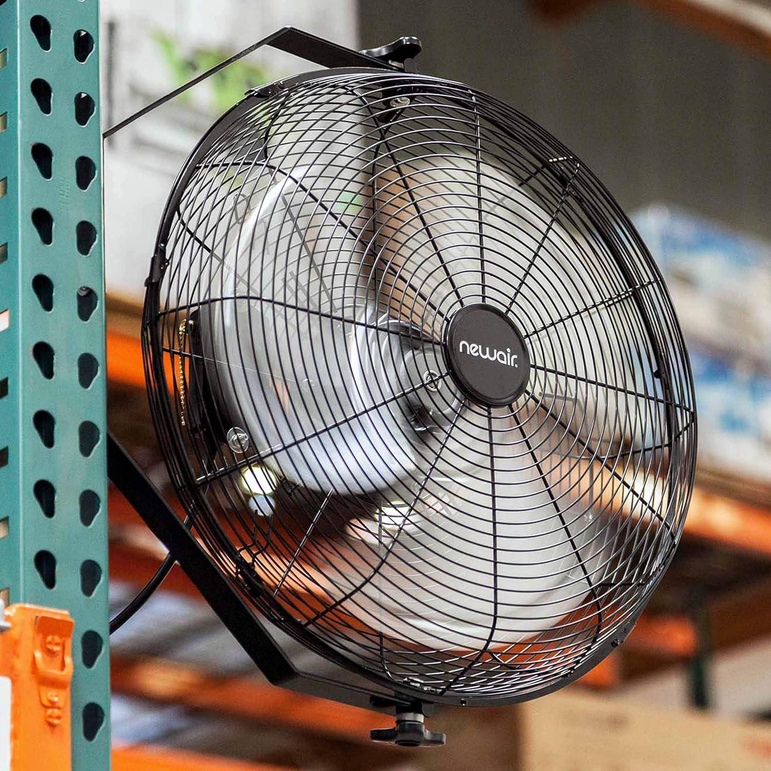 Newair Newair 18" High Velocity Wall Mount Fan, Heavy Duty Outdoor Fan, Adjustable Tilt and 3 Speeds up to 4012 CFM, Pull Chain Switch