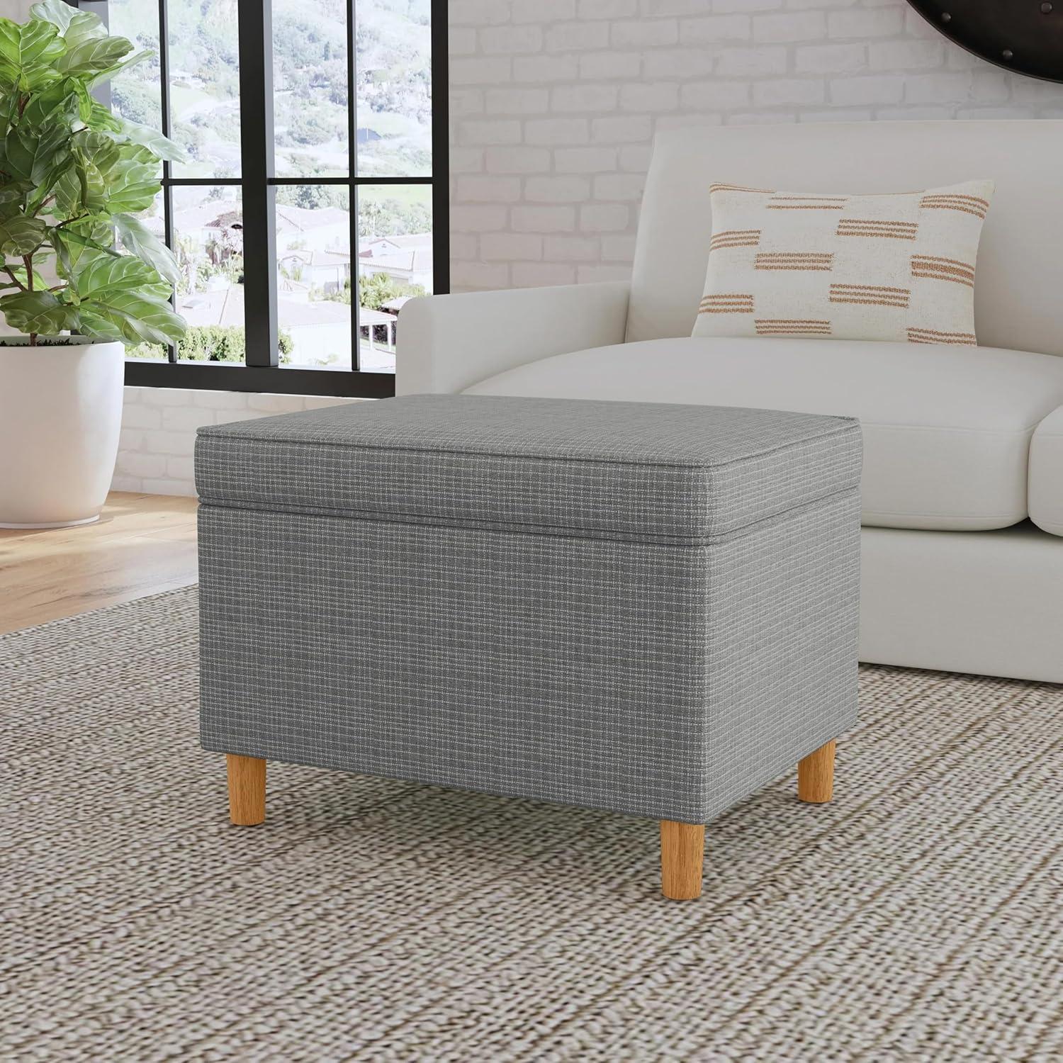 HomePop 24" Dinah Storage Ottoman Sage: Upholstered Footstool, Traditional Rectangle Shape, Spot Clean