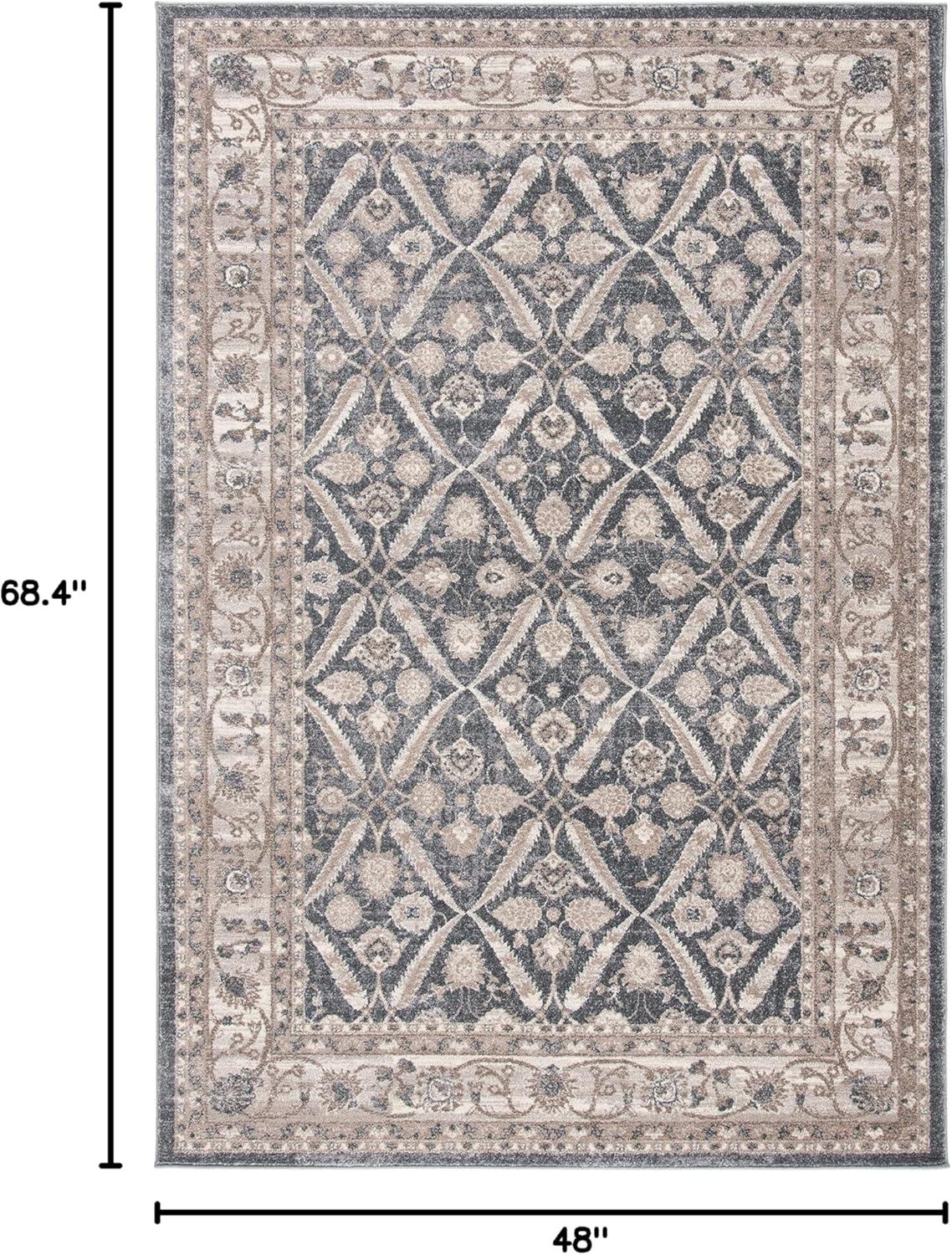 Sofia SOF378 Power Loomed Indoor Area Rug - Dark Grey/Beige - 4'x5'7" - Safavieh