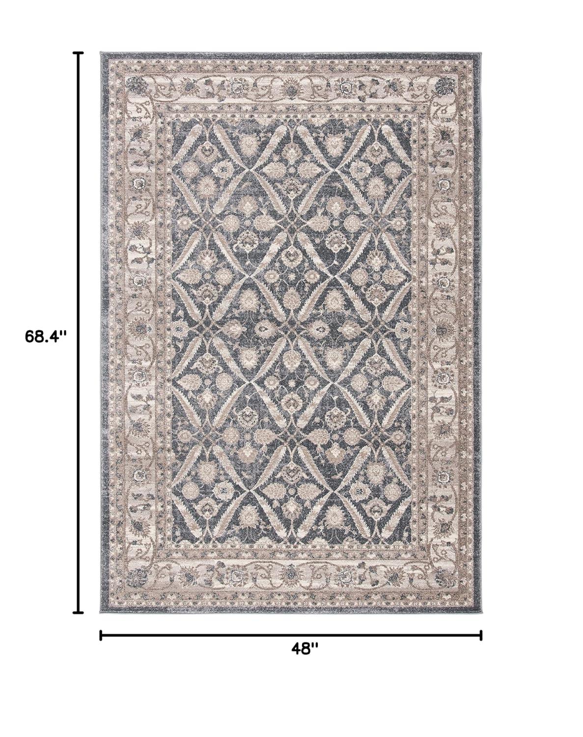 Sofia SOF378 Power Loomed Indoor Area Rug - Dark Grey/Beige - 4'x5'7" - Safavieh