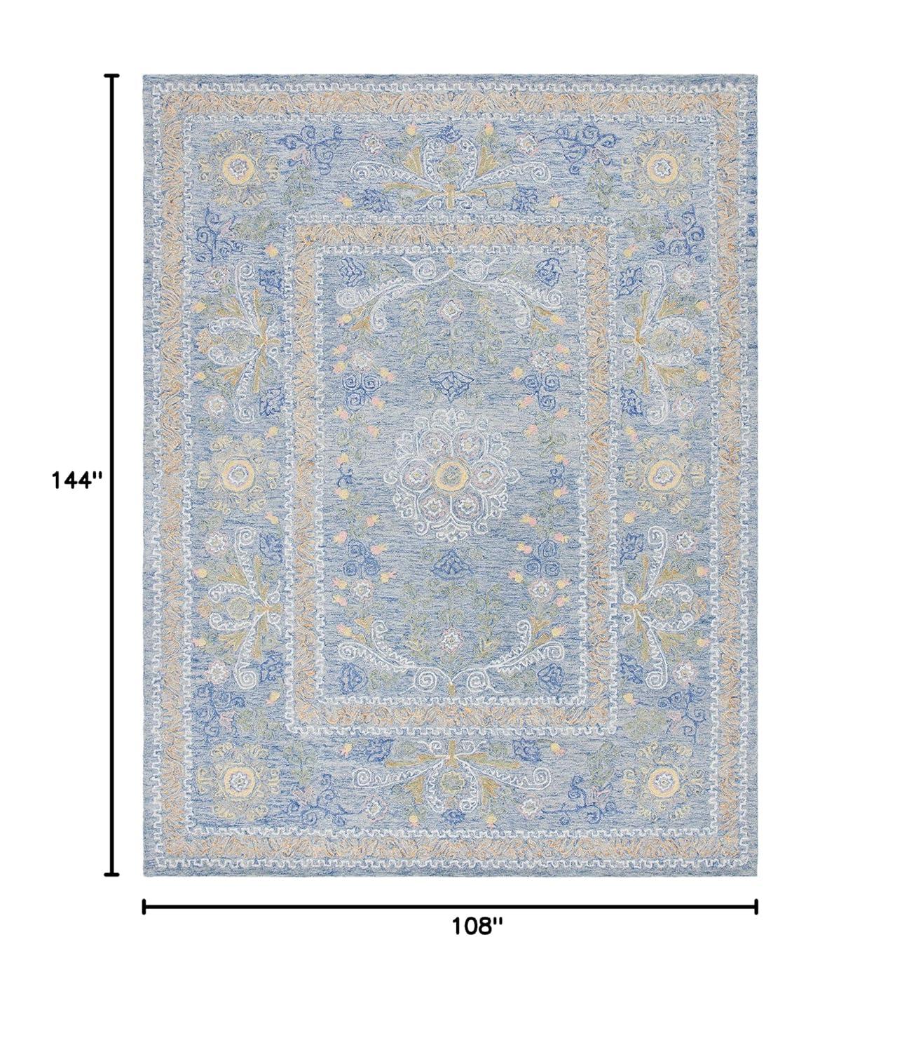 SAFAVIEH Micro-Loop Shanelle Floral Area Rug, Blue/Green, 9' x 12'