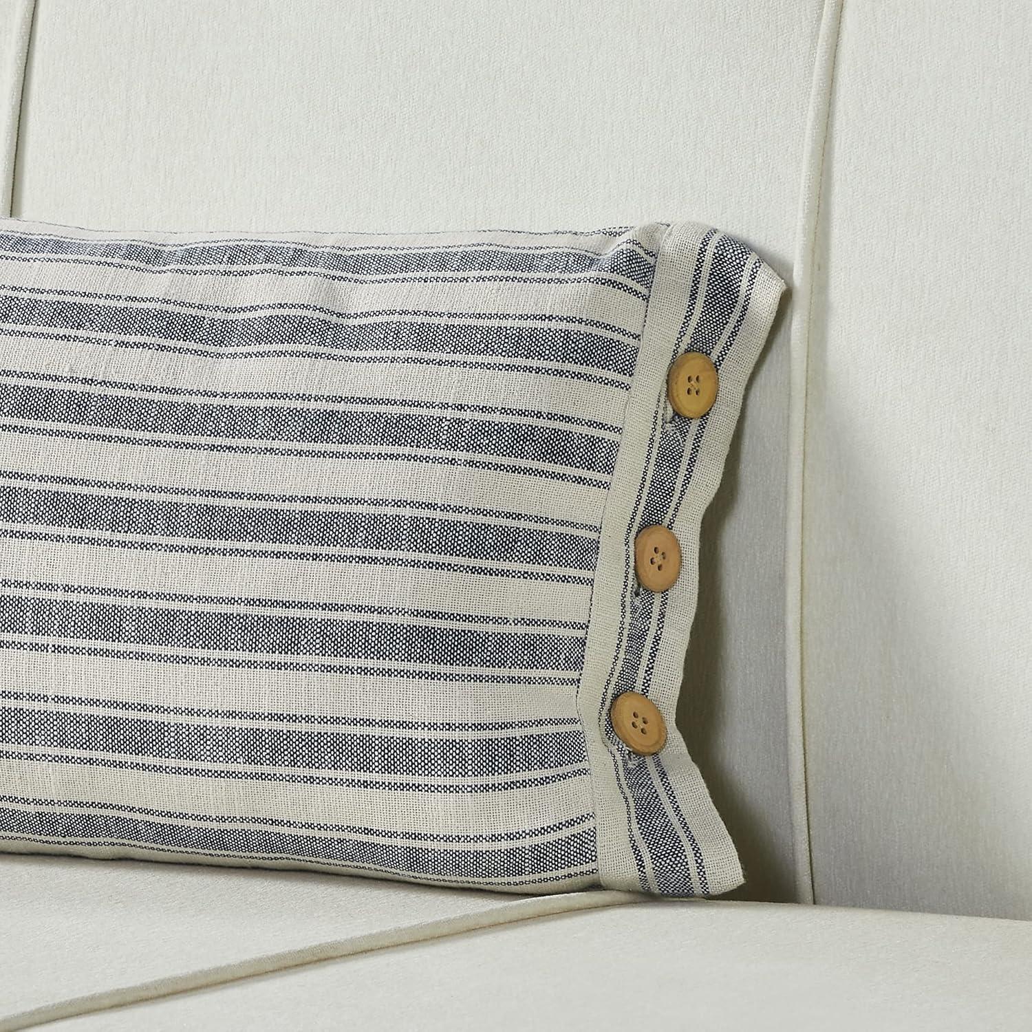 Piper Classics Market Place Gray Ticking Stripe Pillow Cover 12" x 20"