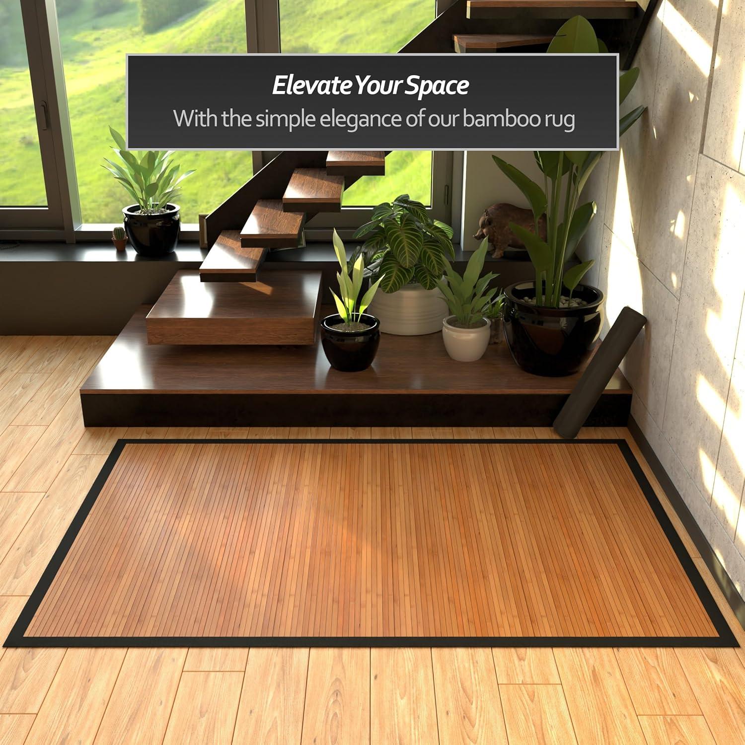 Oriental Furniture Bamboo Rug, Burnt Bamboo, 5x8