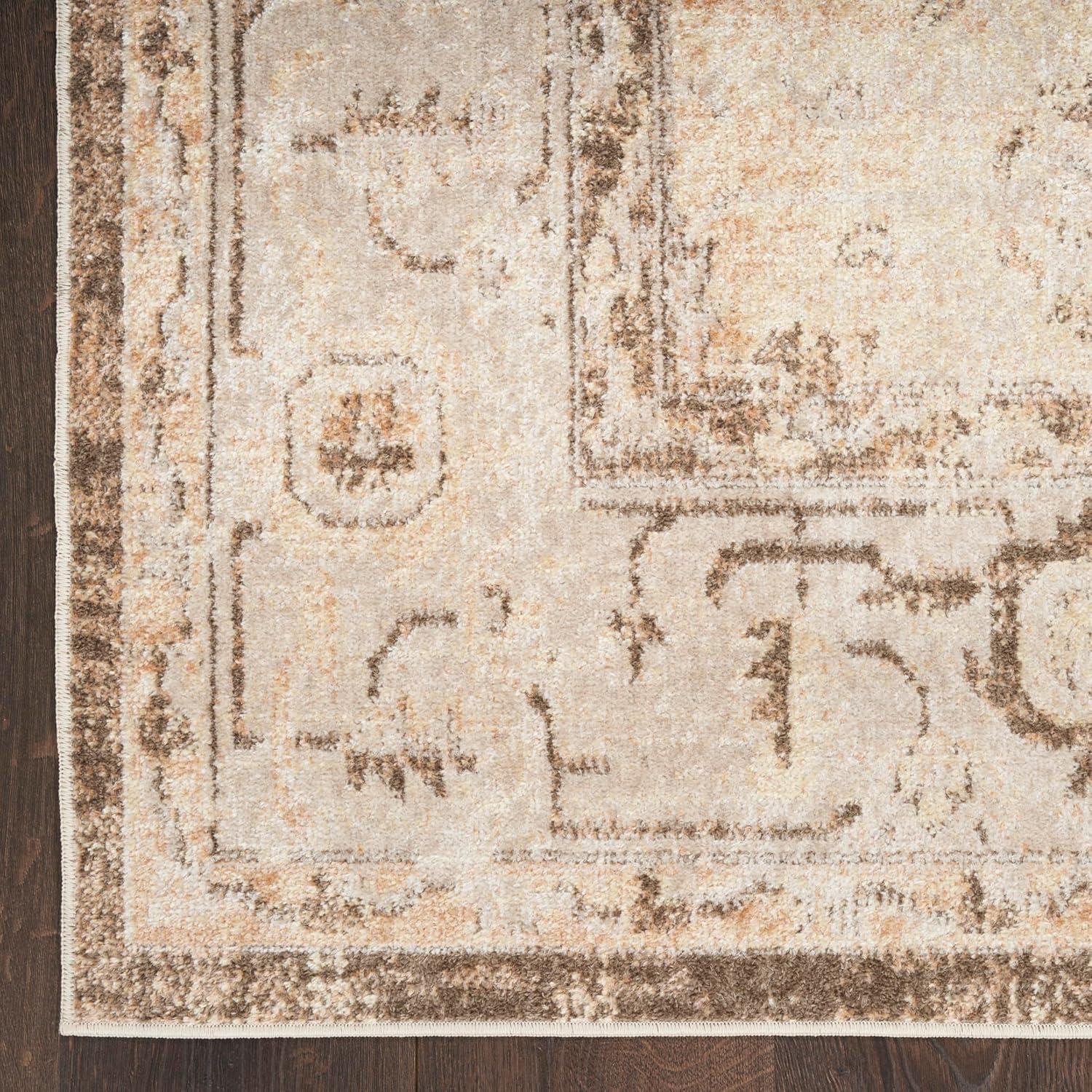 Haydel Oriental Machine Washable Power Loom Polyester Area Rug in Beige