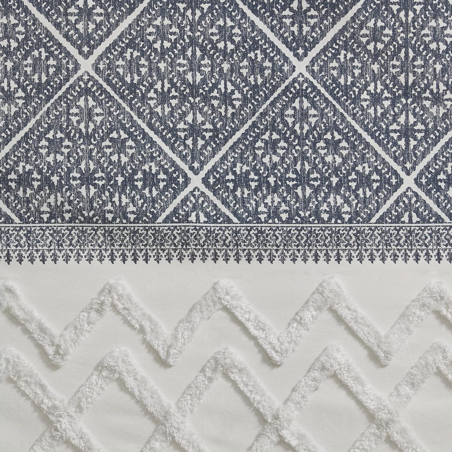 INK+IVY Mila 100% Cotton Argyle Room Darkening Single Curtain Panel with Chenille detail and Lining