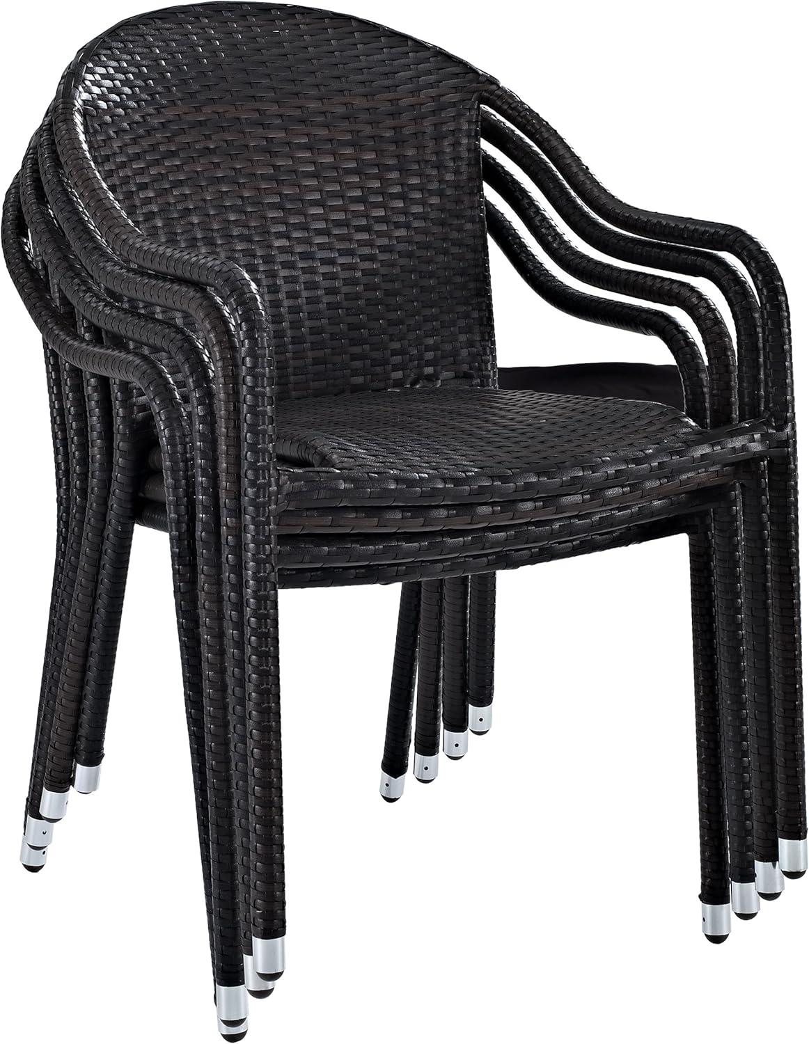 Palm Harbor Black Wicker Outdoor Bistro Chair Set