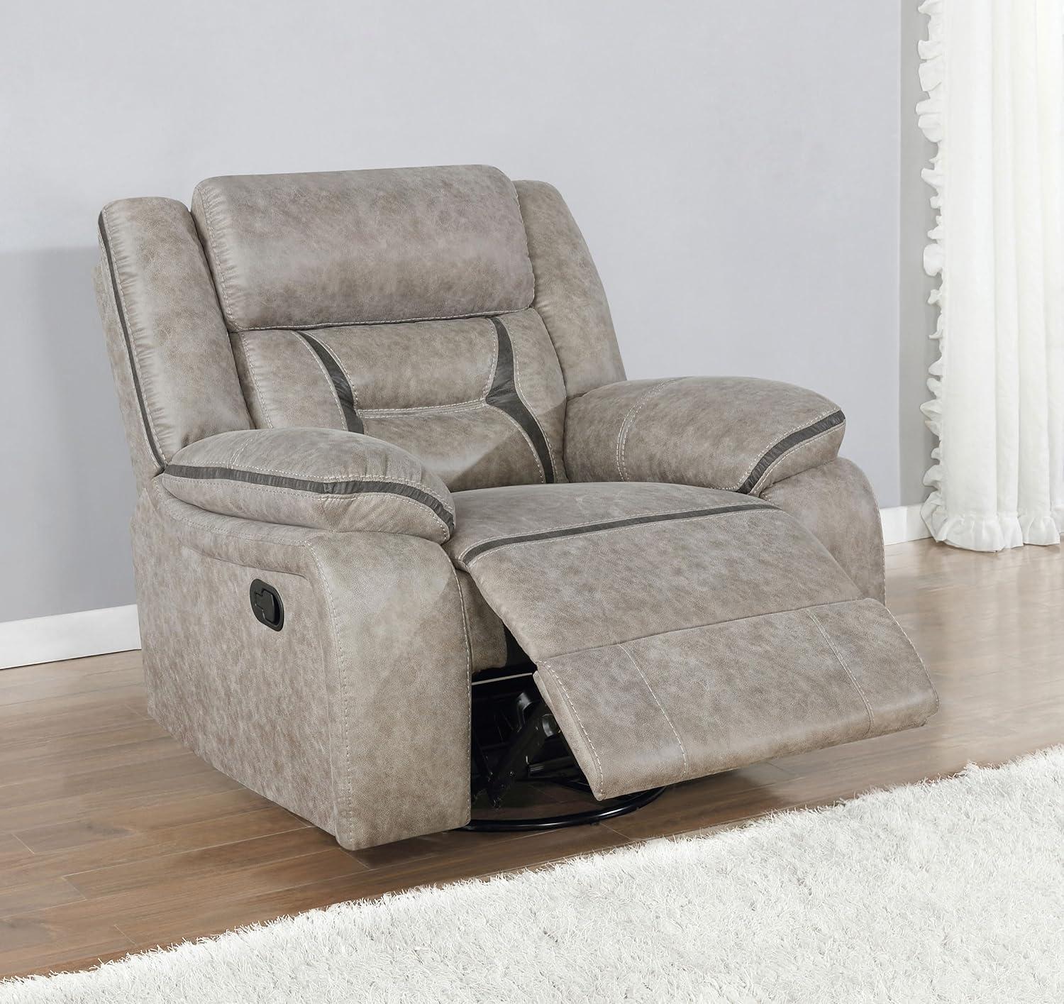 Taupe Faux Leather Swivel Recliner with Lift